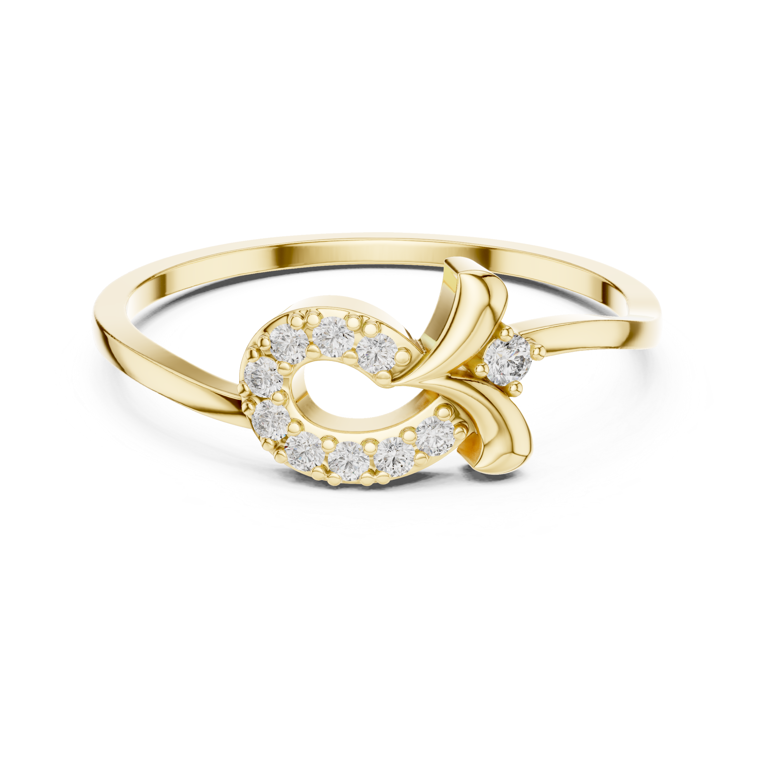 Diamond Swirl Infinity Ring – Open Circle Halo Ring with Contemporary Twist Design