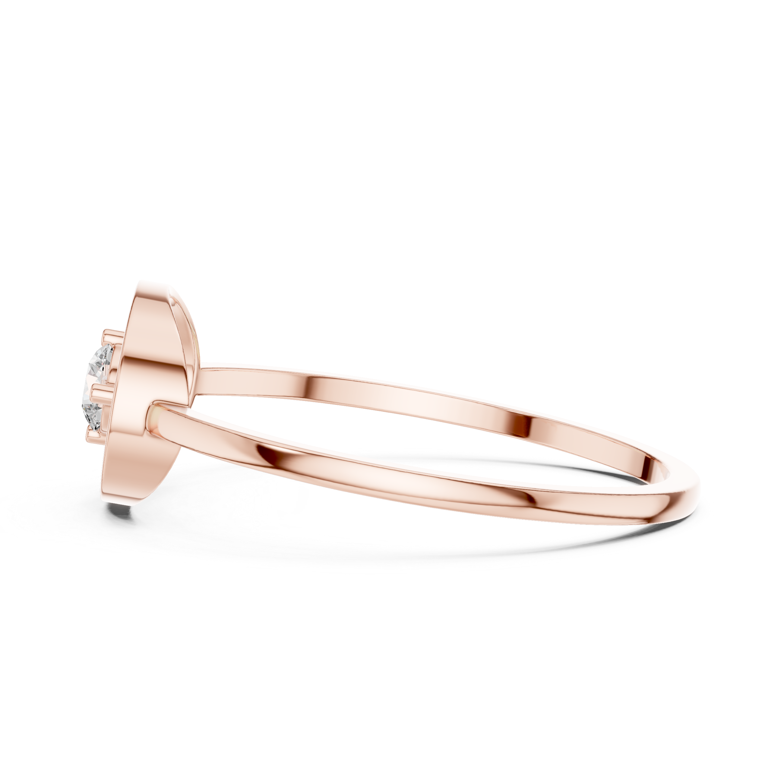 Oval Halo Diamond Ring – Minimalist Open Oval Engagement Ring with Pavé Halo