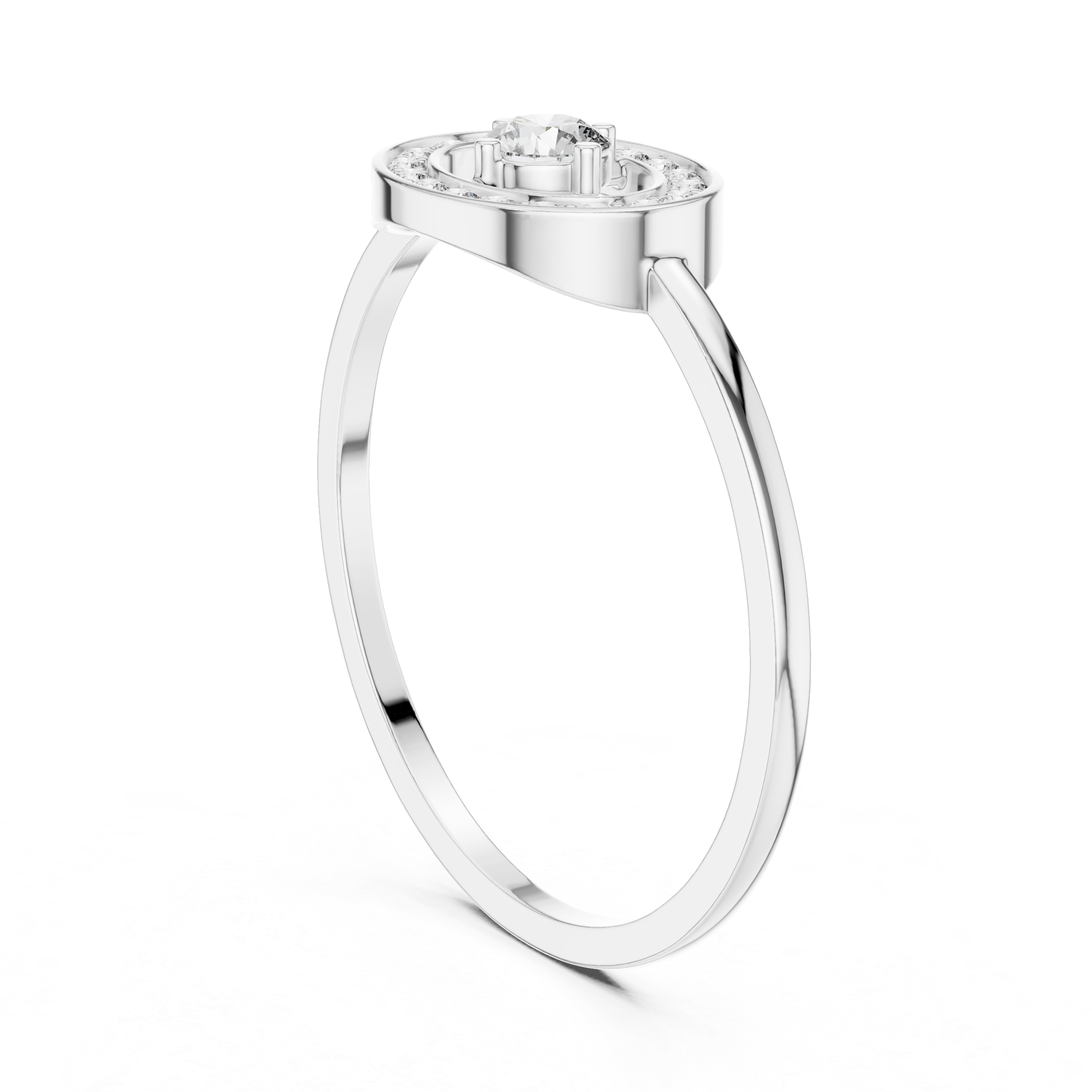 Oval Halo Diamond Ring – Minimalist Open Oval Engagement Ring with Pavé Halo
