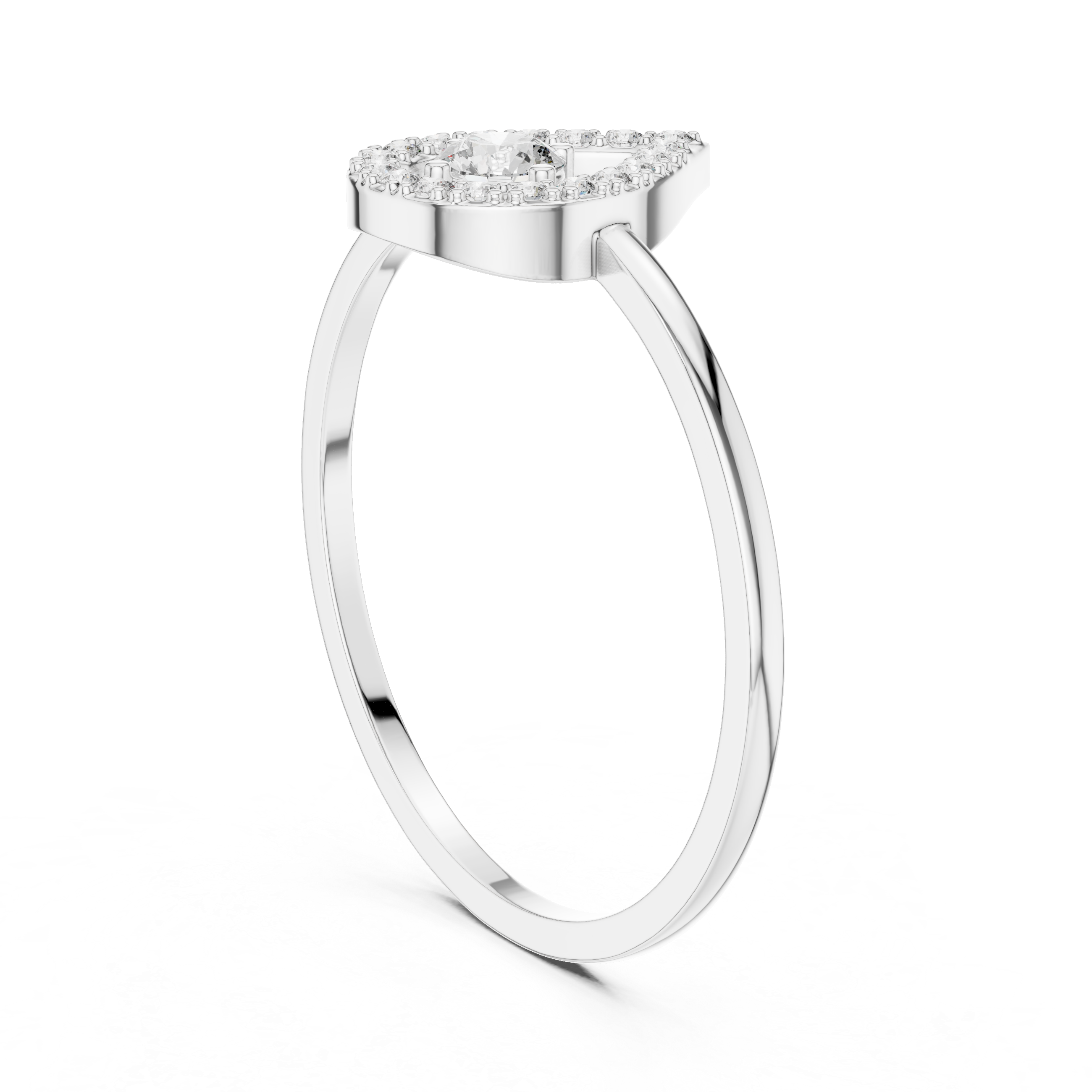 Teardrop Halo Diamond Ring – Pear Shape Inspired Open Halo Engagement Ring