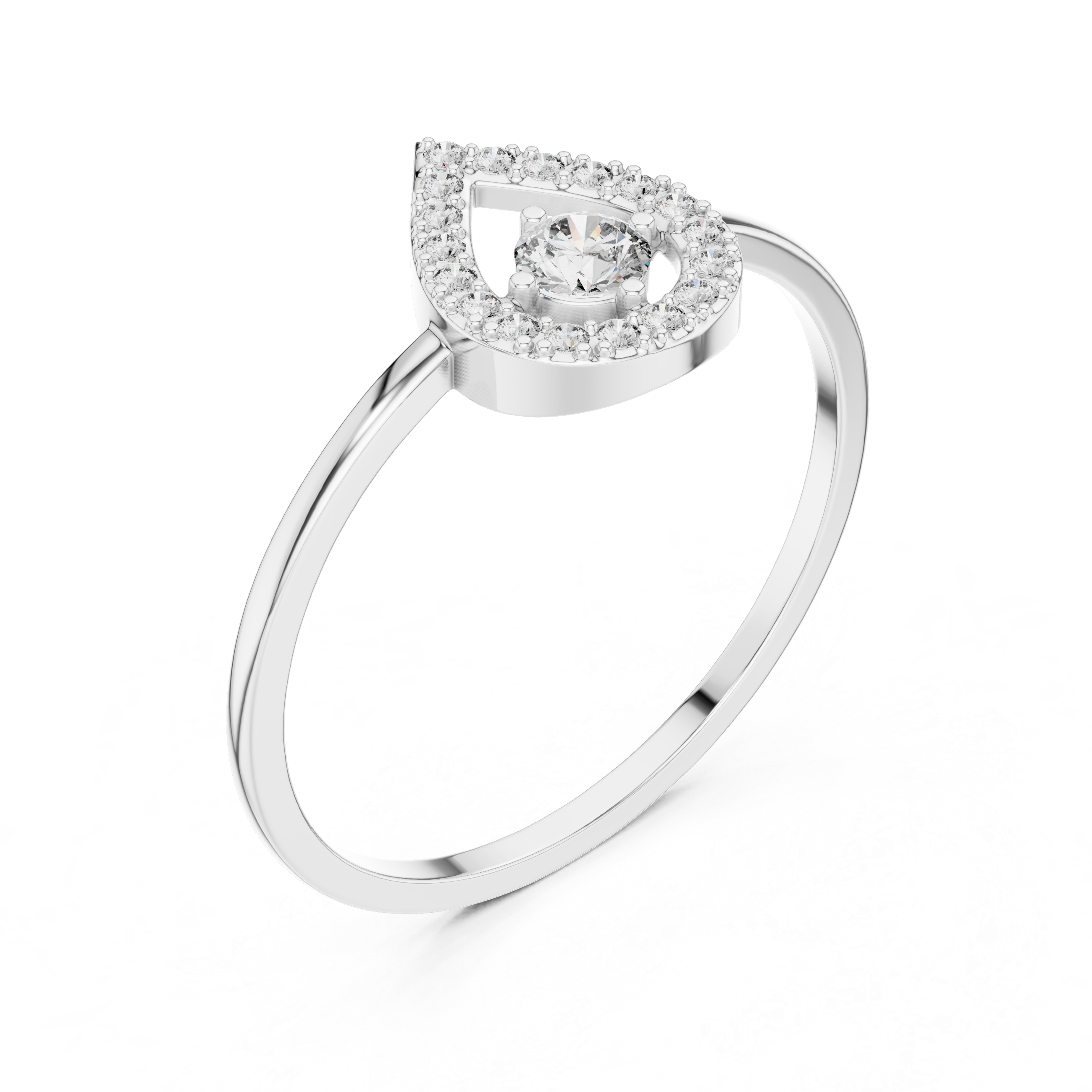 Teardrop Halo Diamond Ring – Pear Shape Inspired Open Halo Engagement Ring