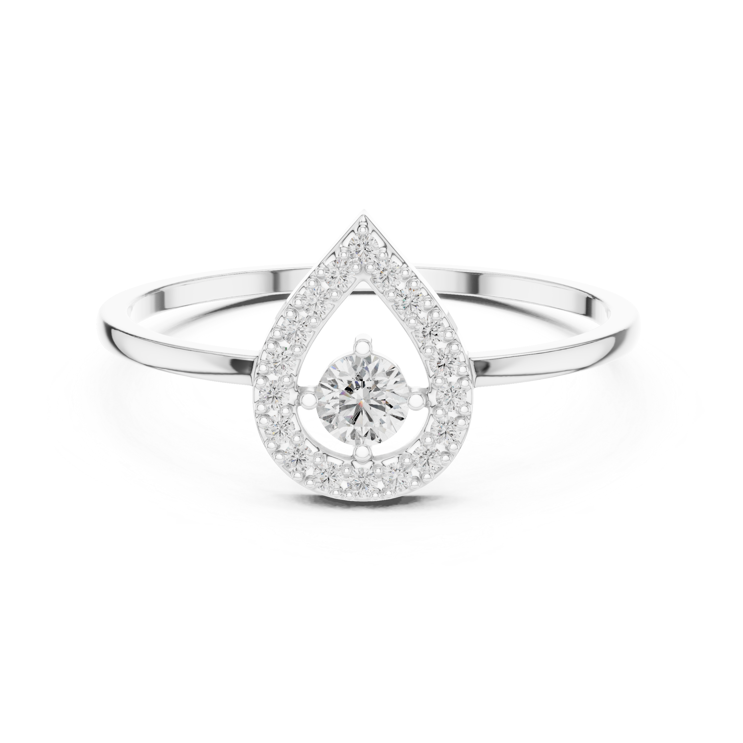 Teardrop Halo Diamond Ring – Pear Shape Inspired Open Halo Engagement Ring