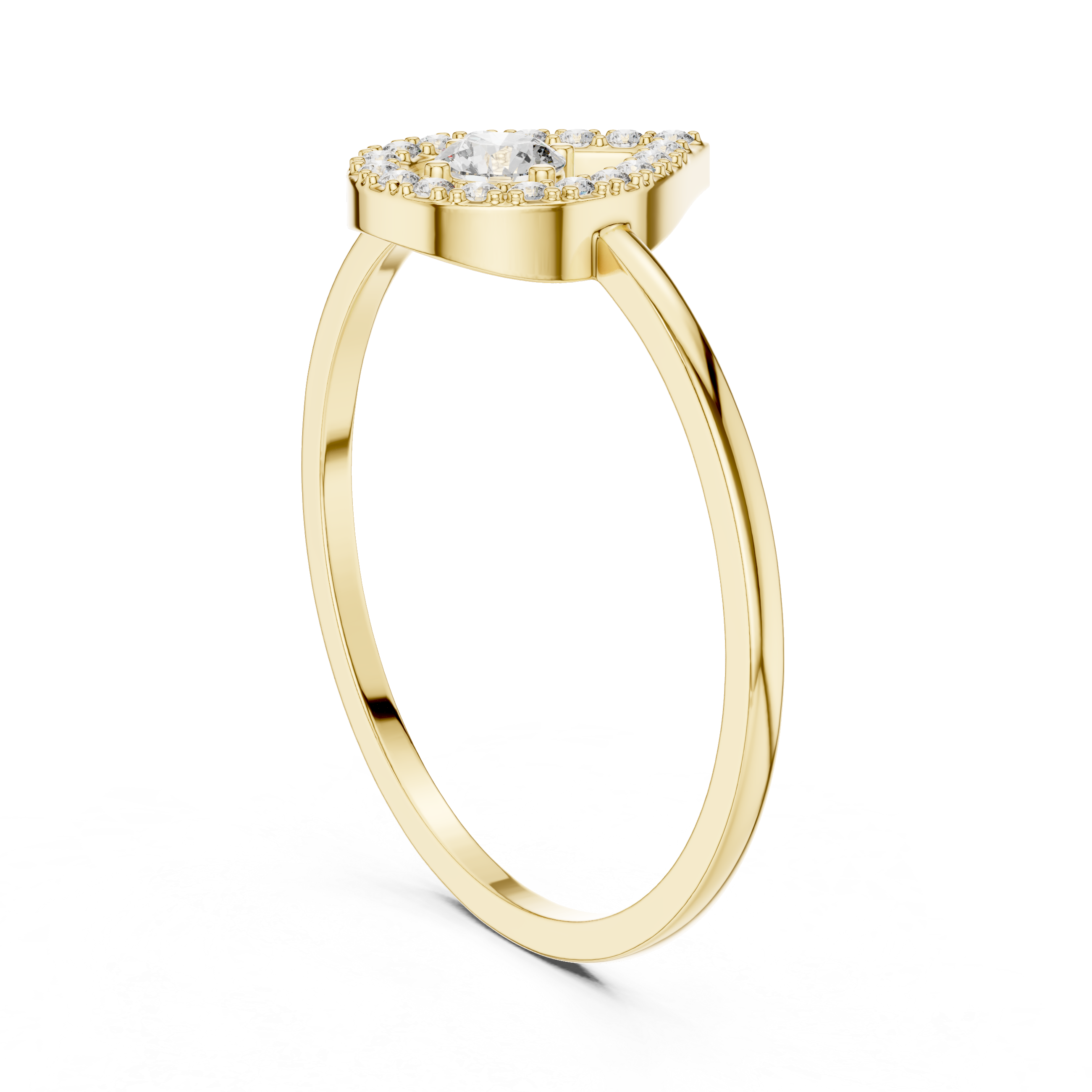 Teardrop Halo Diamond Ring – Pear Shape Inspired Open Halo Engagement Ring