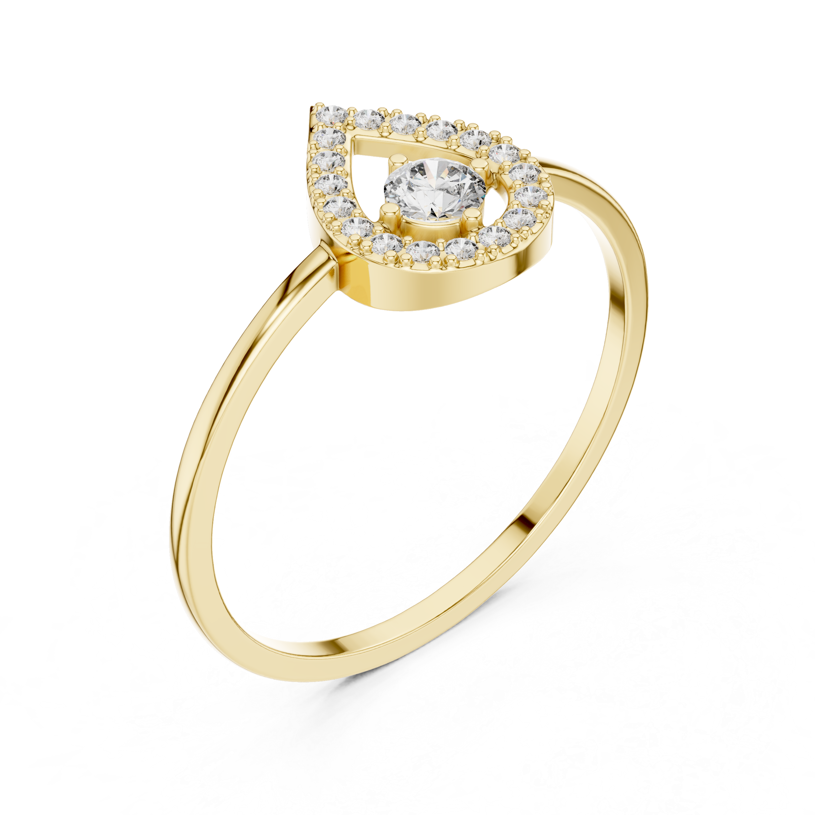 Teardrop Halo Diamond Ring – Pear Shape Inspired Open Halo Engagement Ring