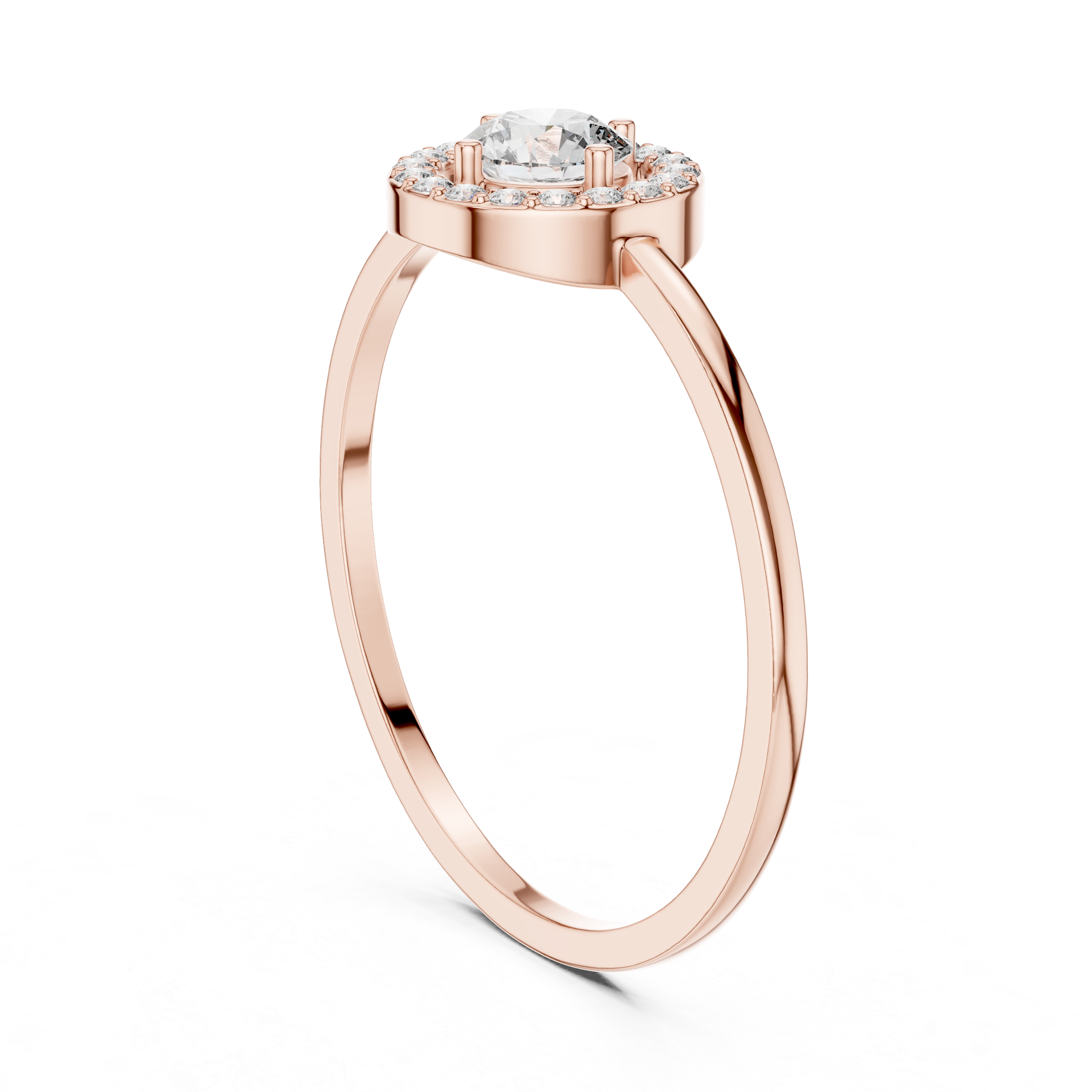 Round Halo Diamond Engagement Ring – Minimalist Circle Halo Solitaire Ring