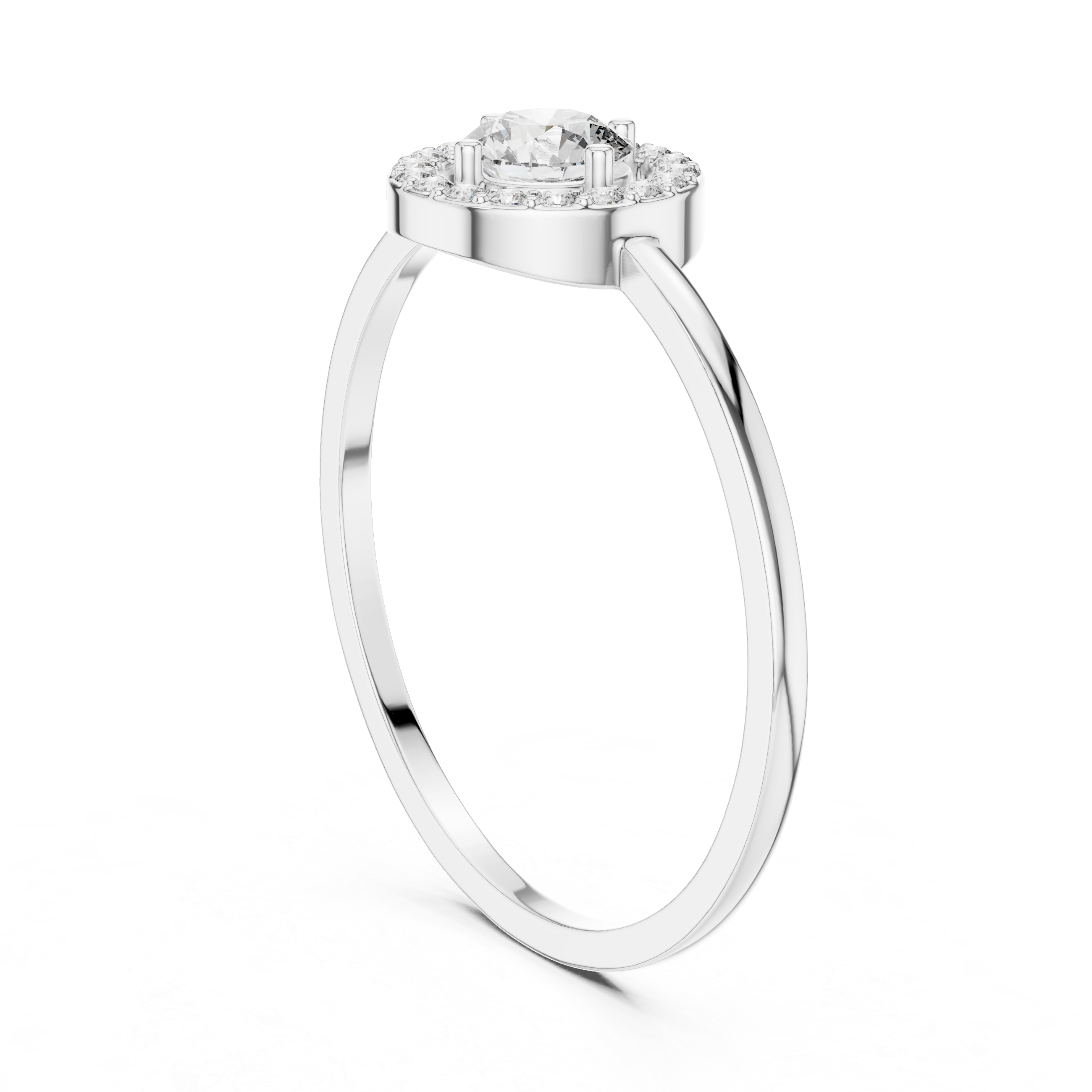 Round Halo Diamond Engagement Ring – Minimalist Circle Halo Solitaire Ring