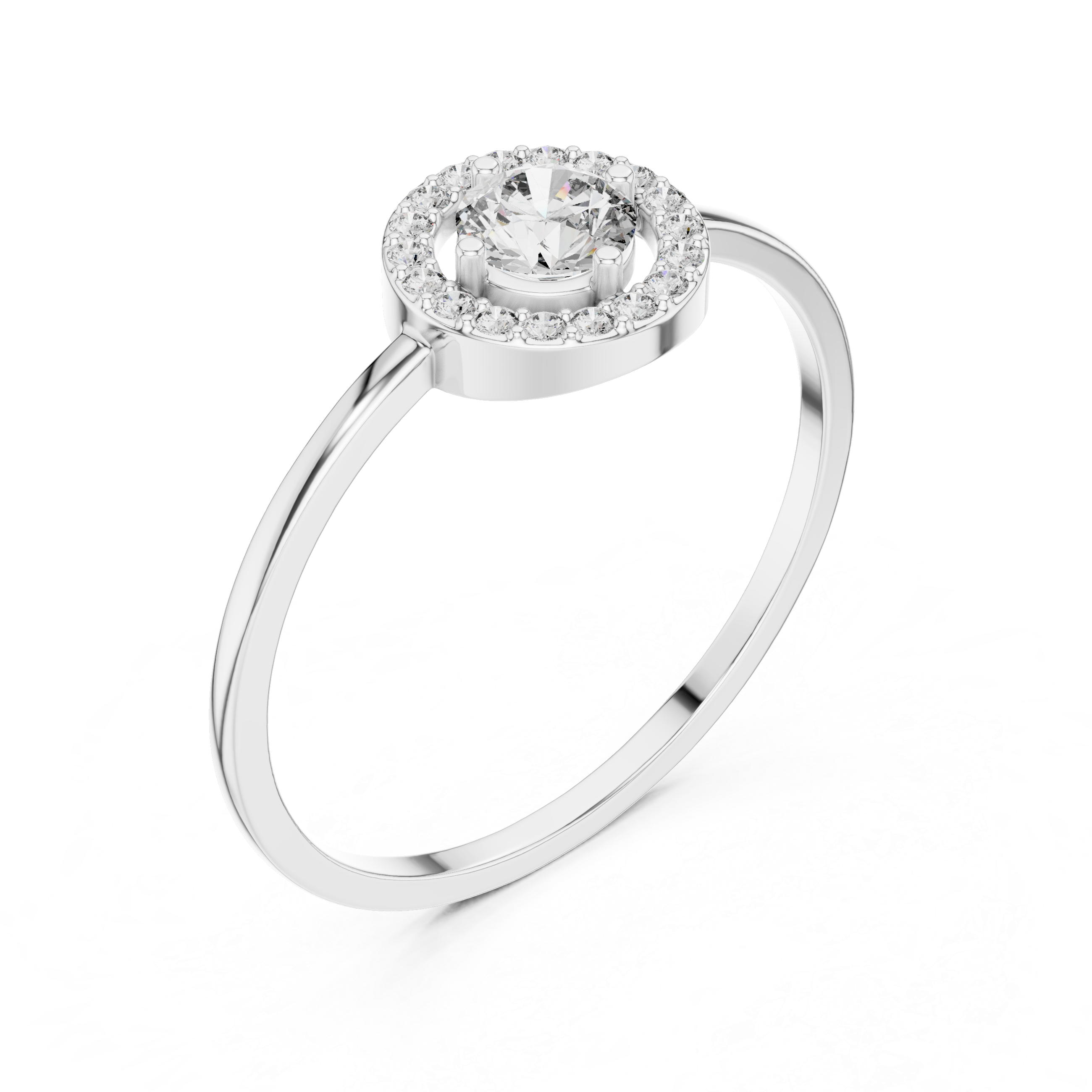 Round Halo Diamond Engagement Ring – Minimalist Circle Halo Solitaire Ring