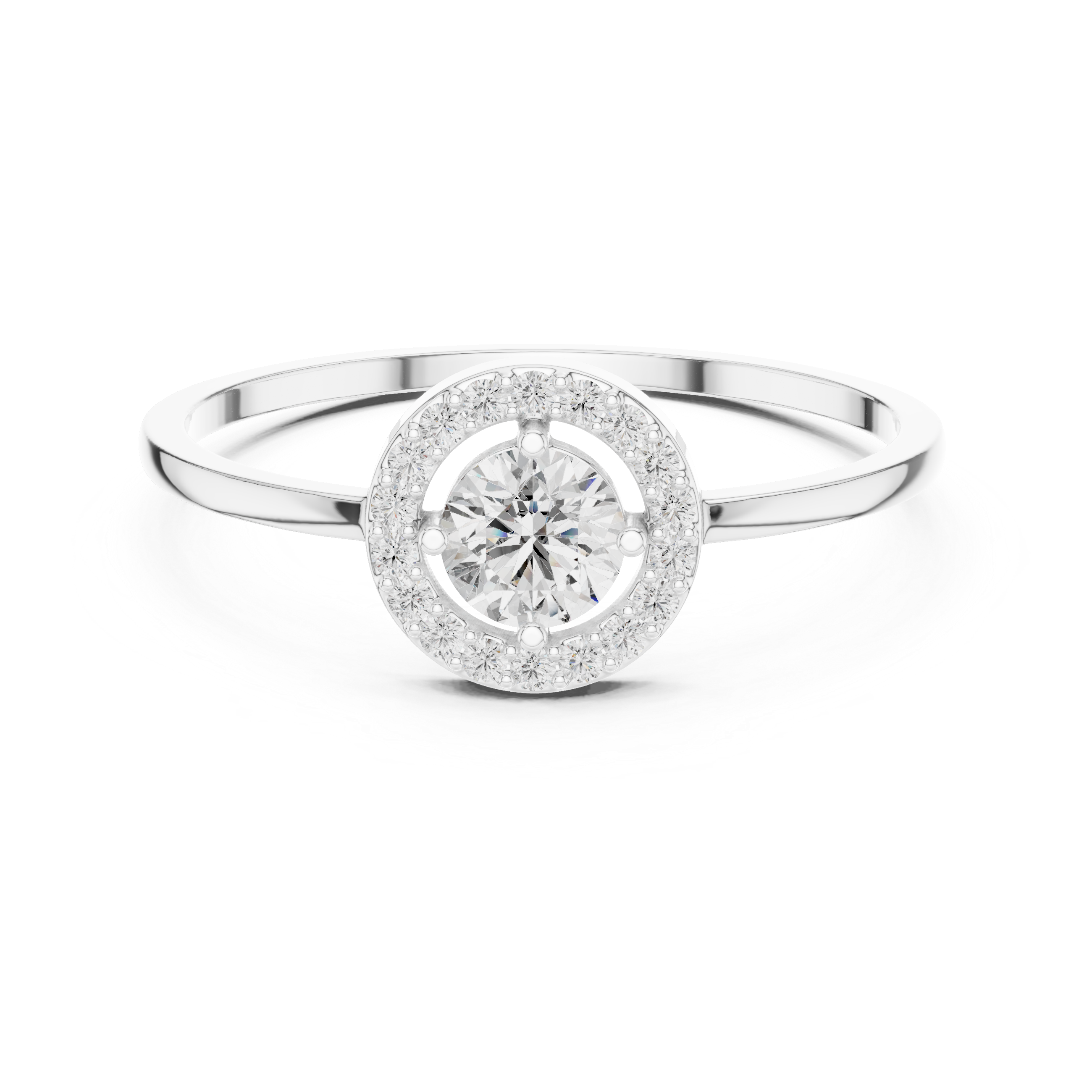 Round Halo Diamond Engagement Ring – Minimalist Circle Halo Solitaire Ring