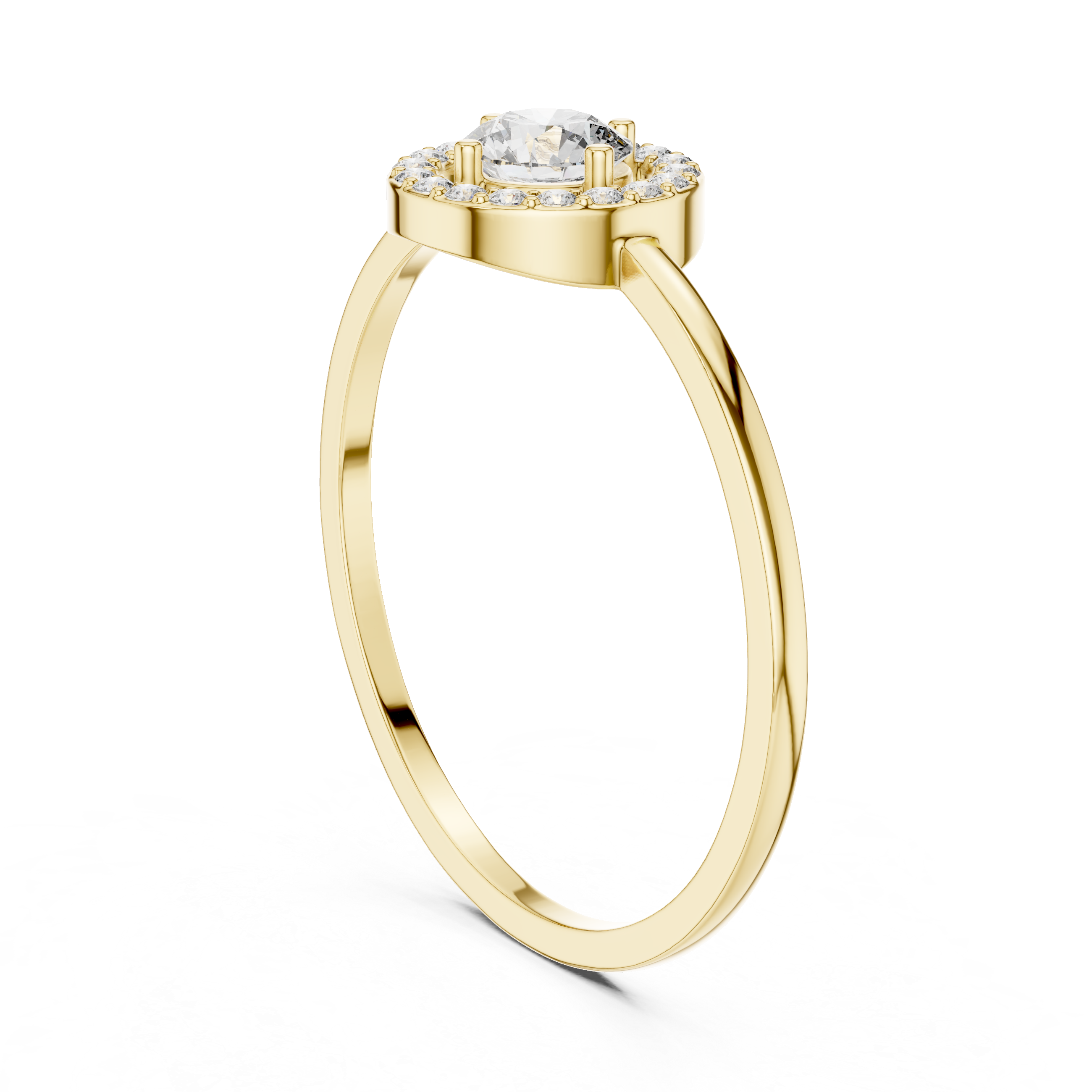 Round Halo Diamond Engagement Ring – Minimalist Circle Halo Solitaire Ring