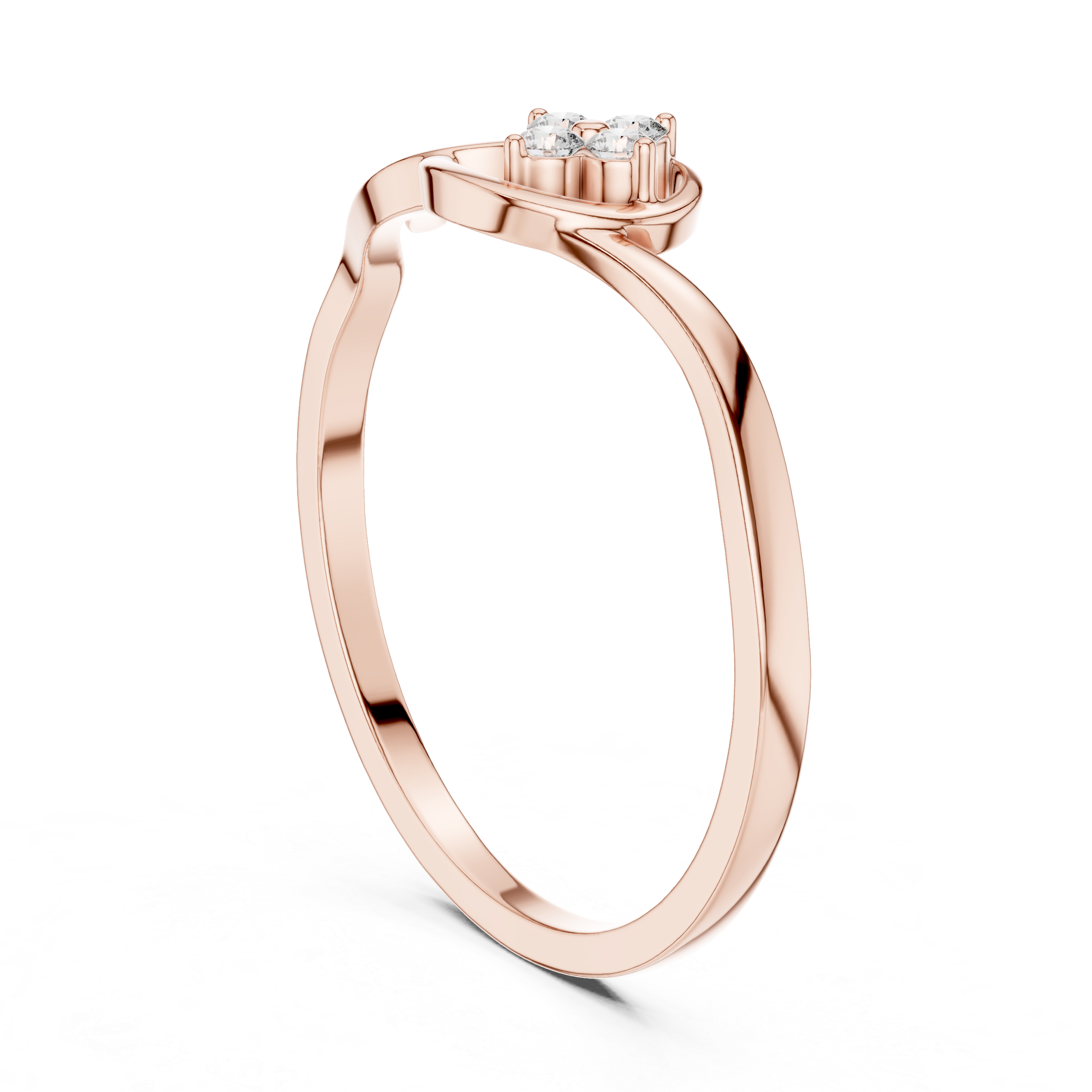 Floral Diamond Swirl Ring – Minimalist Flower Cluster Promise Ring