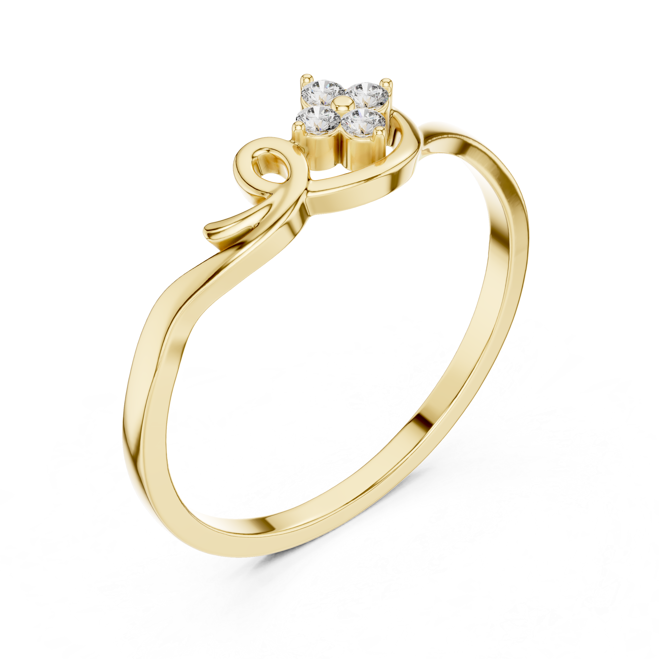Floral Diamond Swirl Ring – Minimalist Flower Cluster Promise Ring