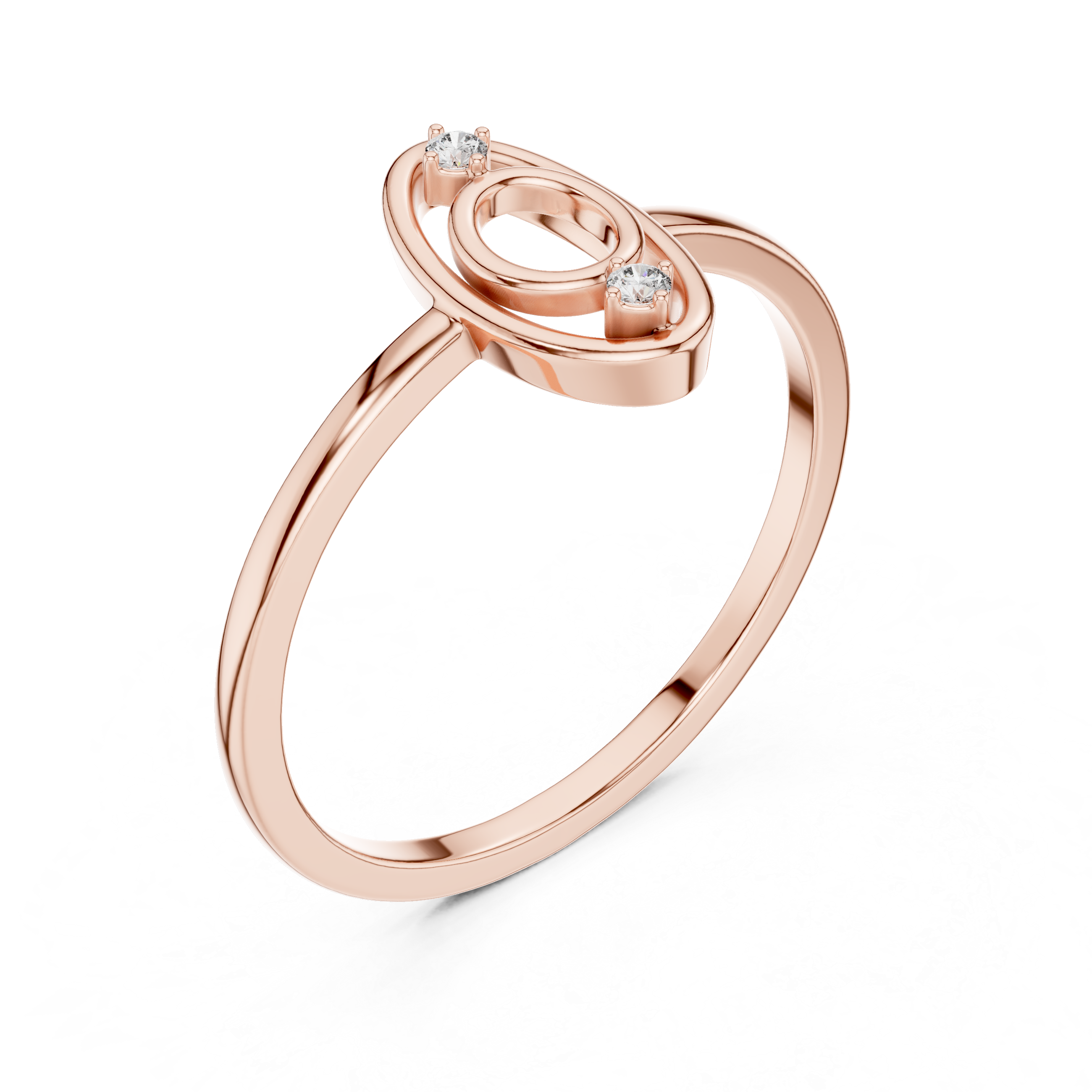 Oval Double Halo Diamond Ring – Minimalist Open Oval Statement Ring