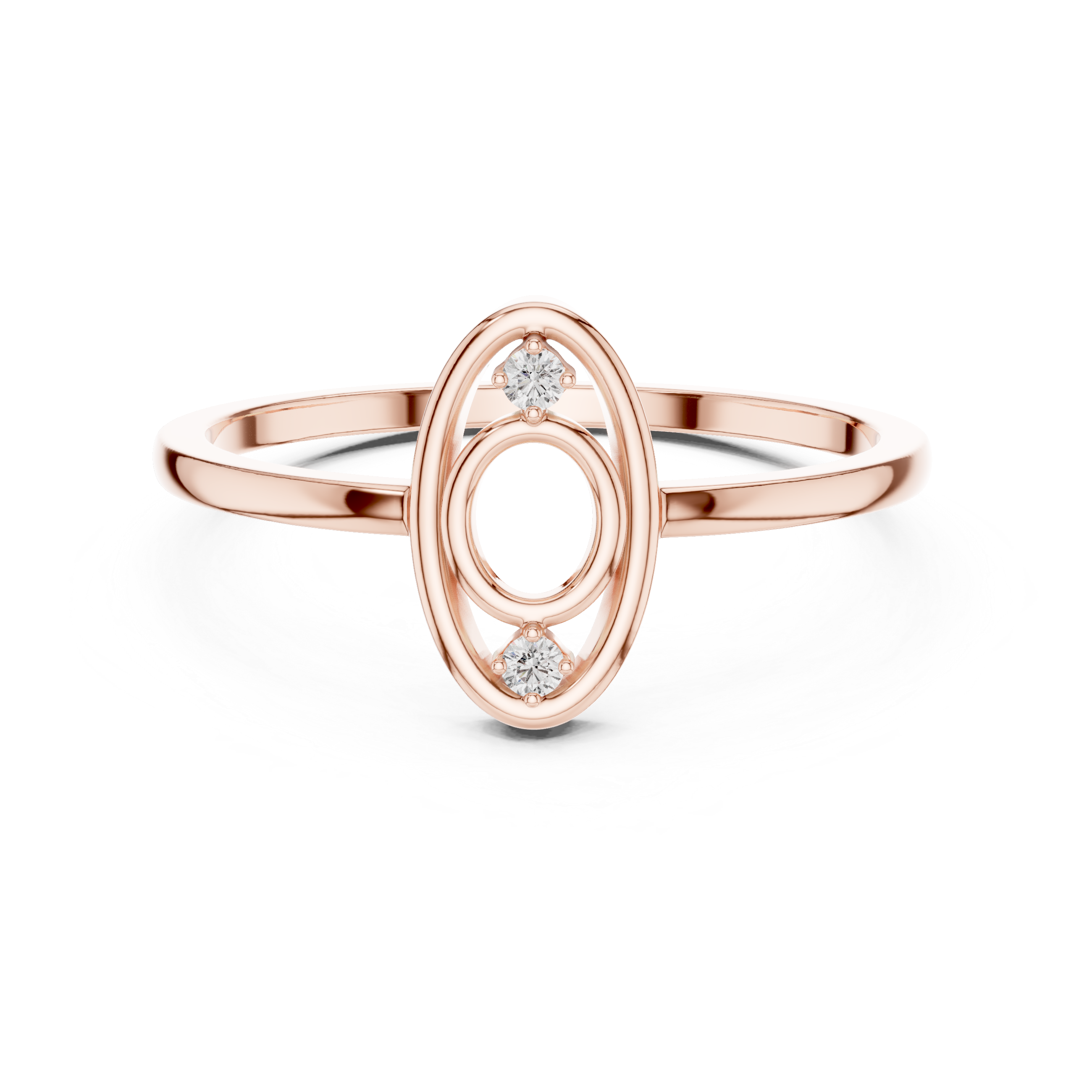 Oval Double Halo Diamond Ring – Minimalist Open Oval Statement Ring