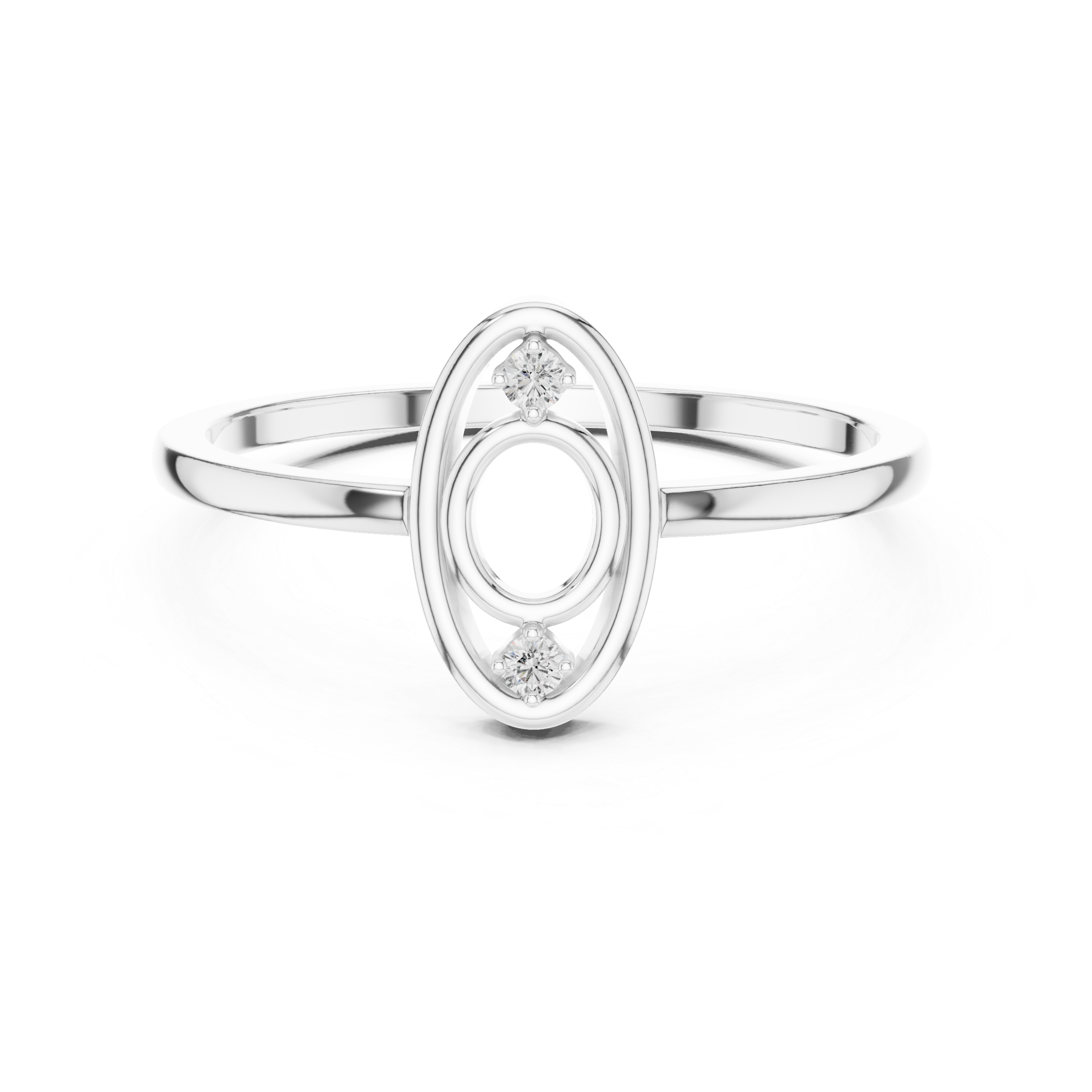 Oval Double Halo Diamond Ring – Minimalist Open Oval Statement Ring