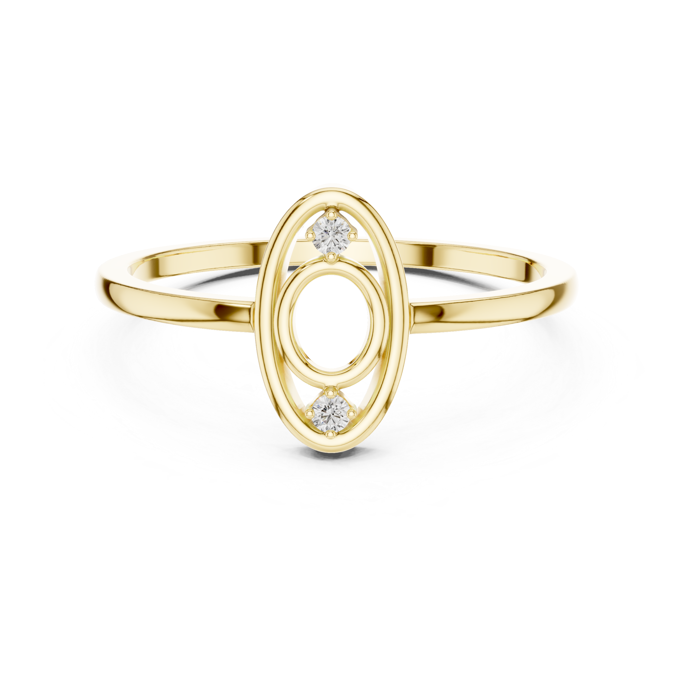 Oval Double Halo Diamond Ring – Minimalist Open Oval Statement Ring