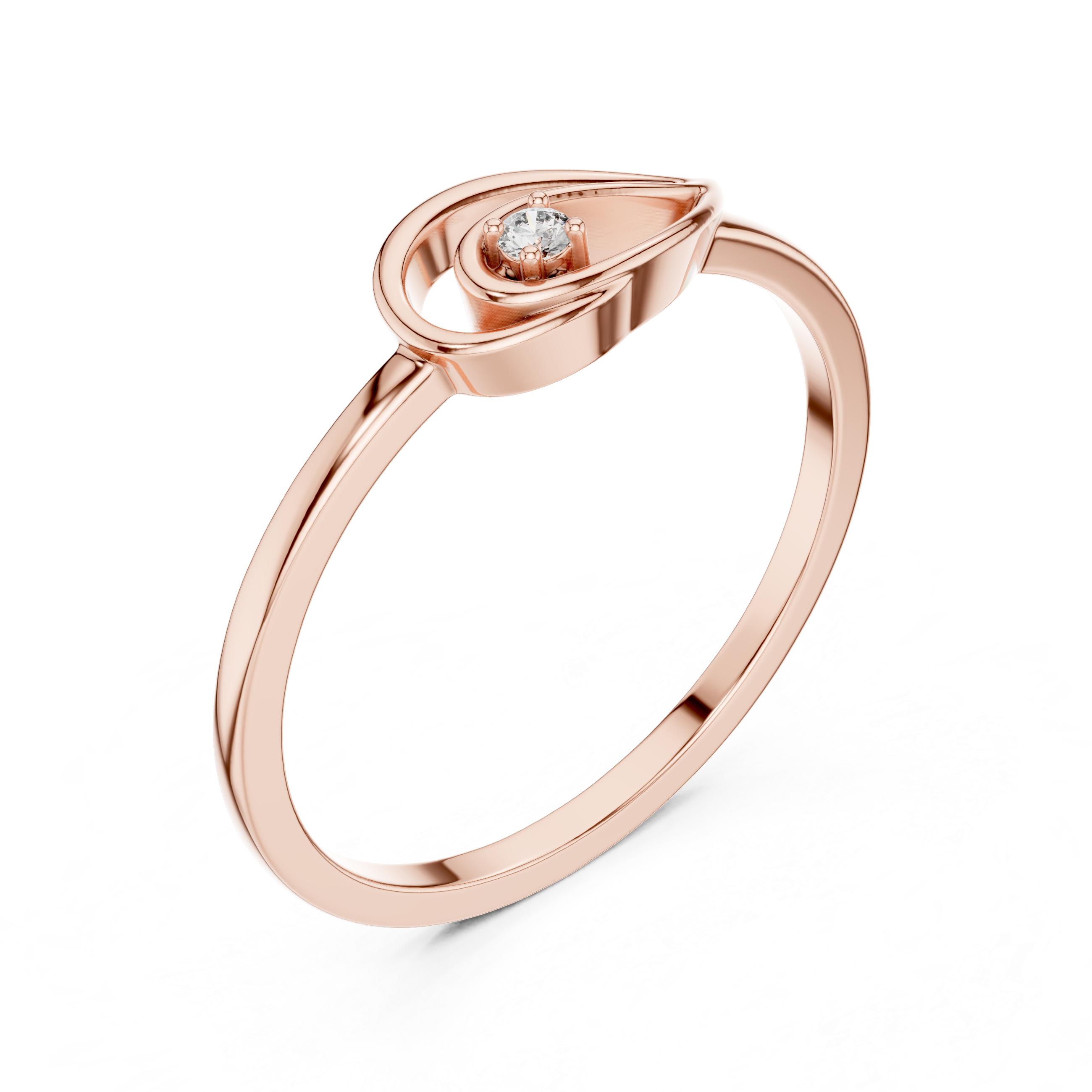 Minimalist Diamond Swirl Ring – Elegant Teardrop Solitaire Ring