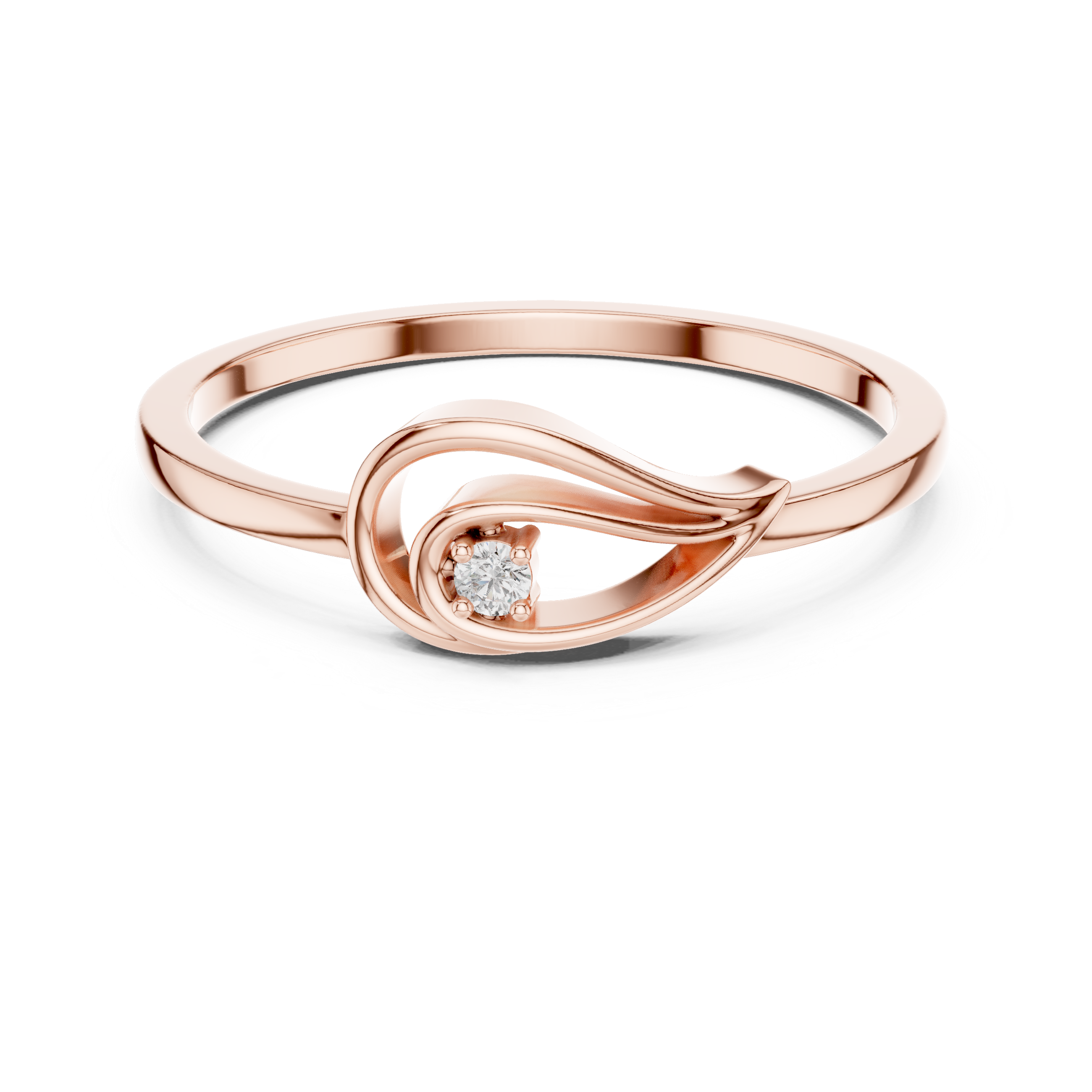 Minimalist Diamond Swirl Ring – Elegant Teardrop Solitaire Ring
