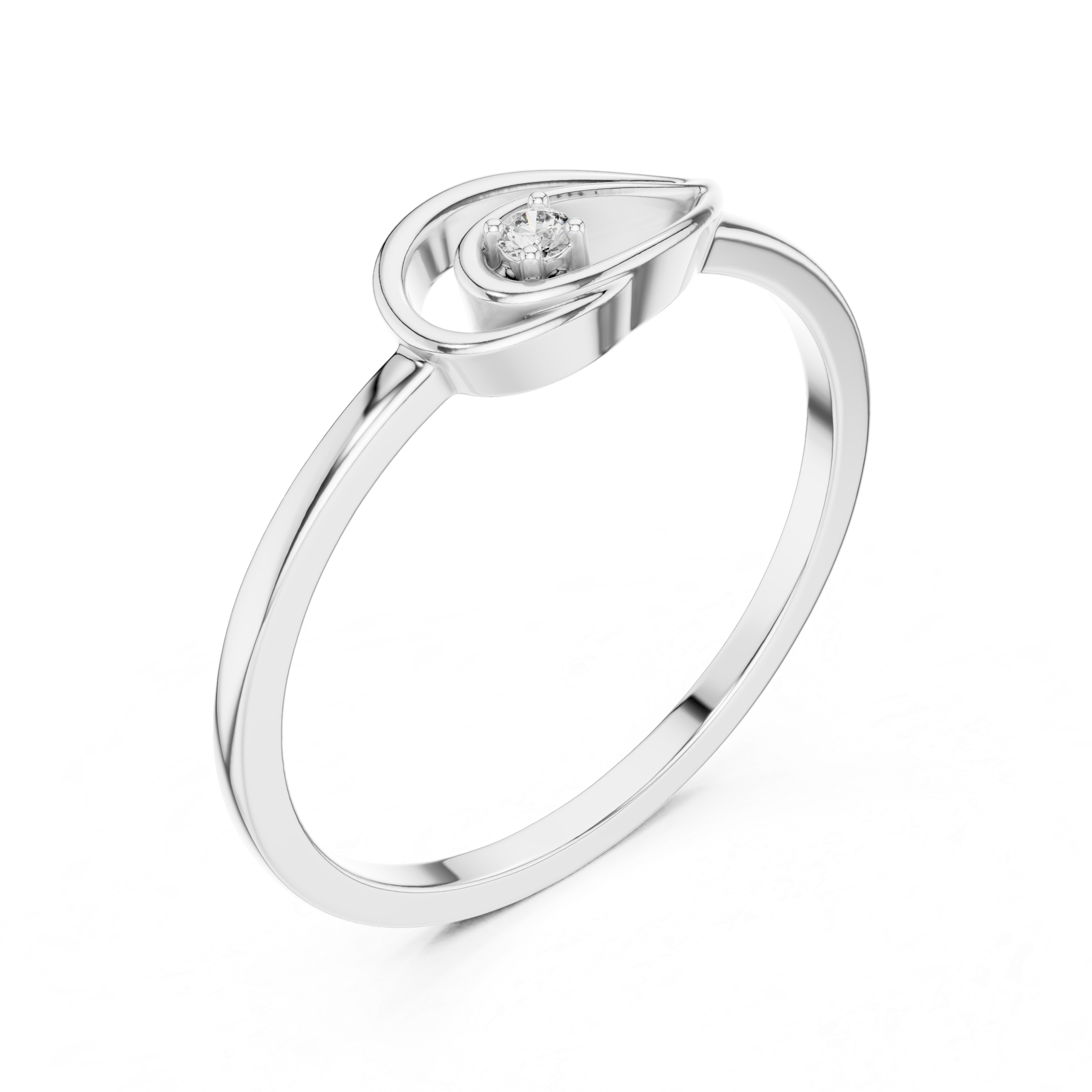 Minimalist Diamond Swirl Ring – Elegant Teardrop Solitaire Ring