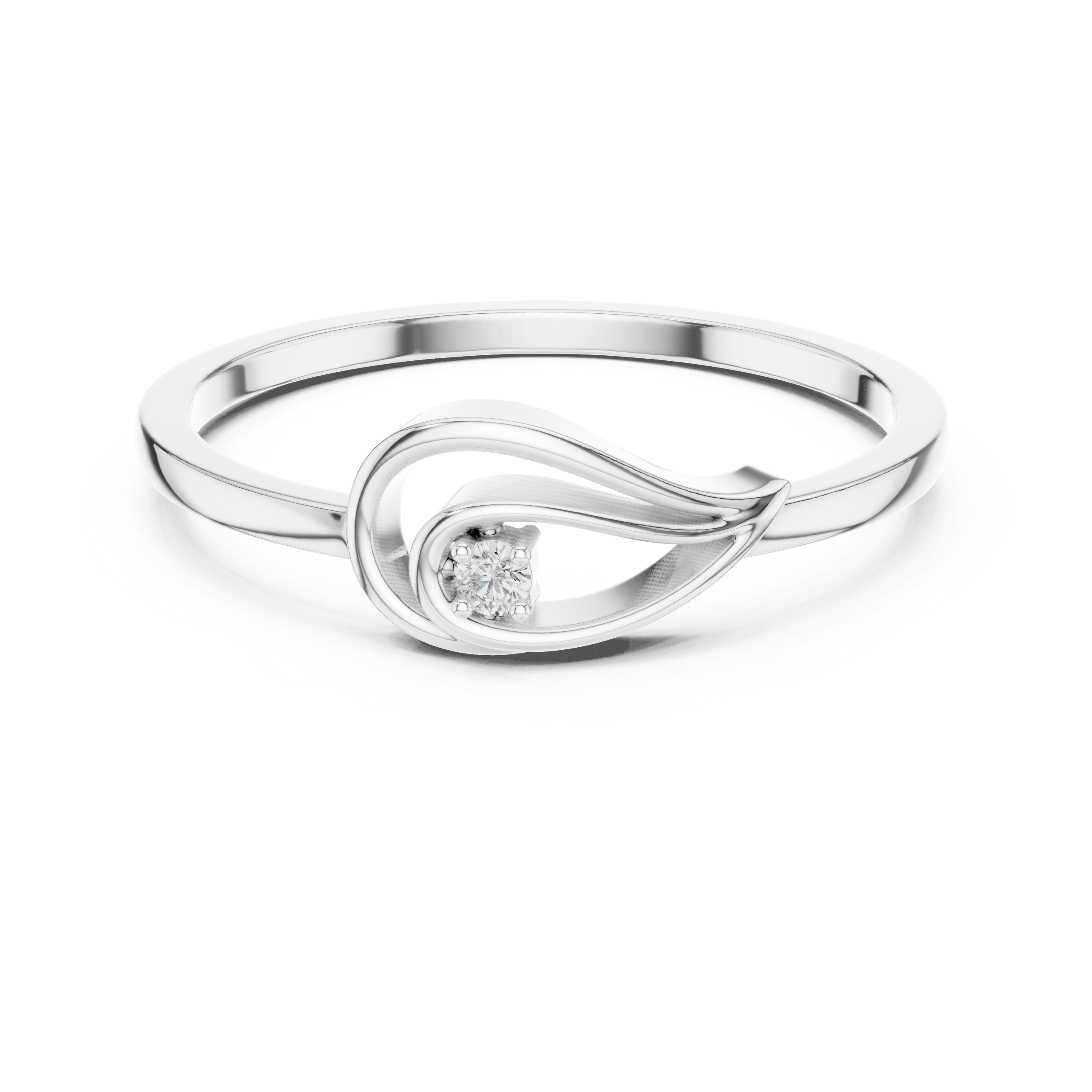 Minimalist Diamond Swirl Ring – Elegant Teardrop Solitaire Ring