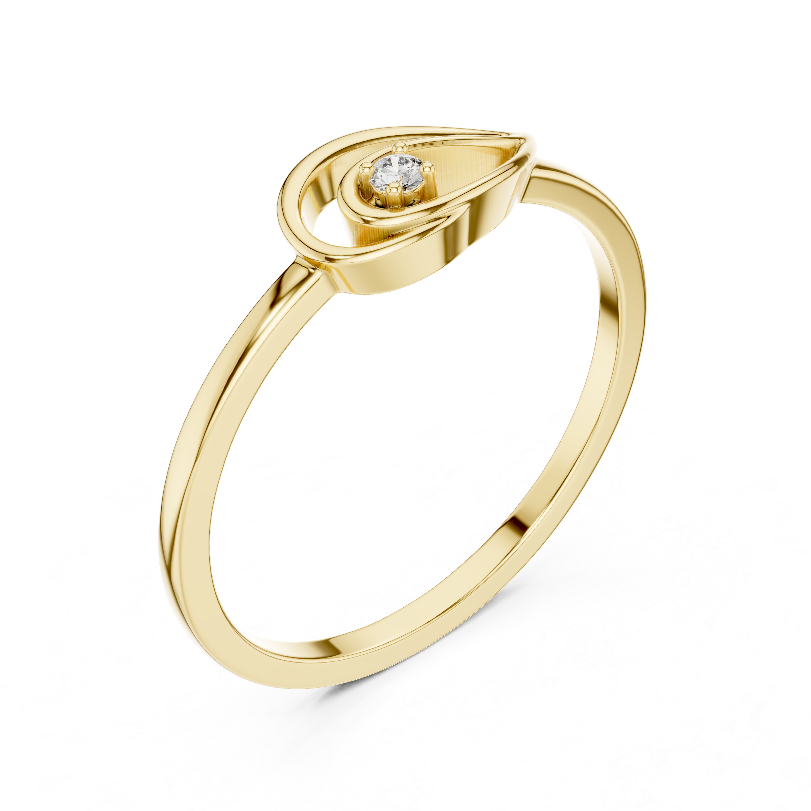 Minimalist Diamond Swirl Ring – Elegant Teardrop Solitaire Ring