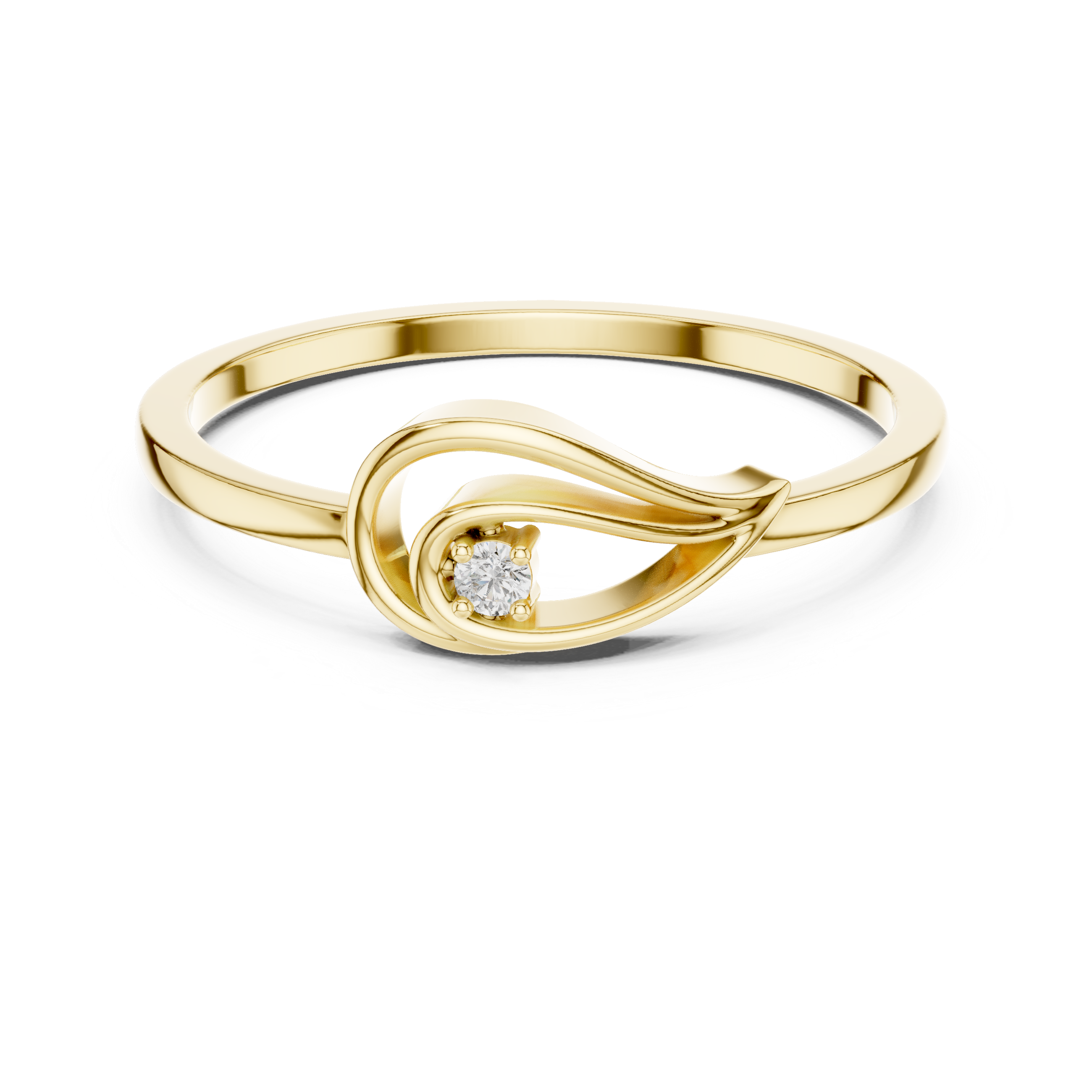 Minimalist Diamond Swirl Ring – Elegant Teardrop Solitaire Ring