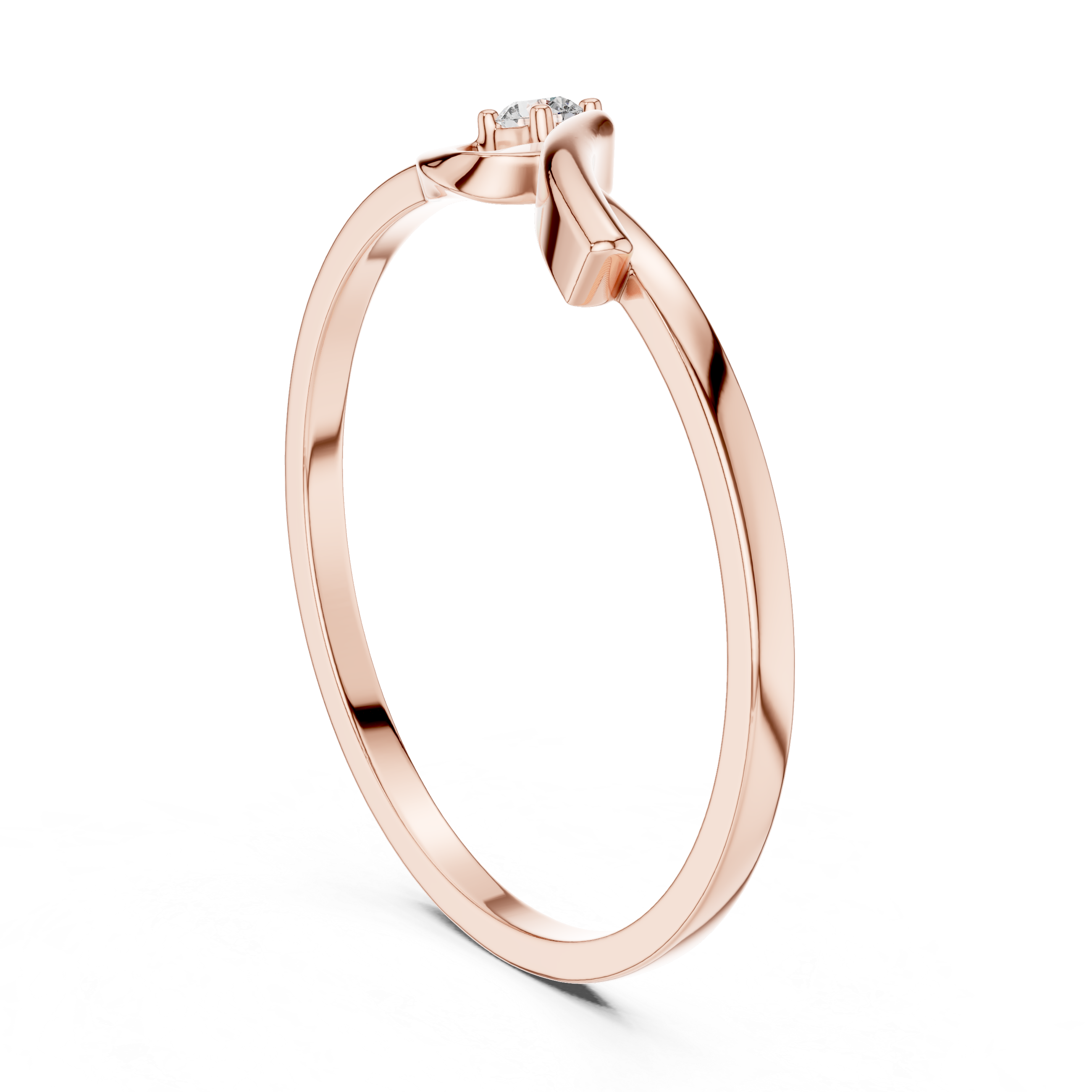 Minimalist Diamond Wave Ring – Modern Solitaire Twist Ring