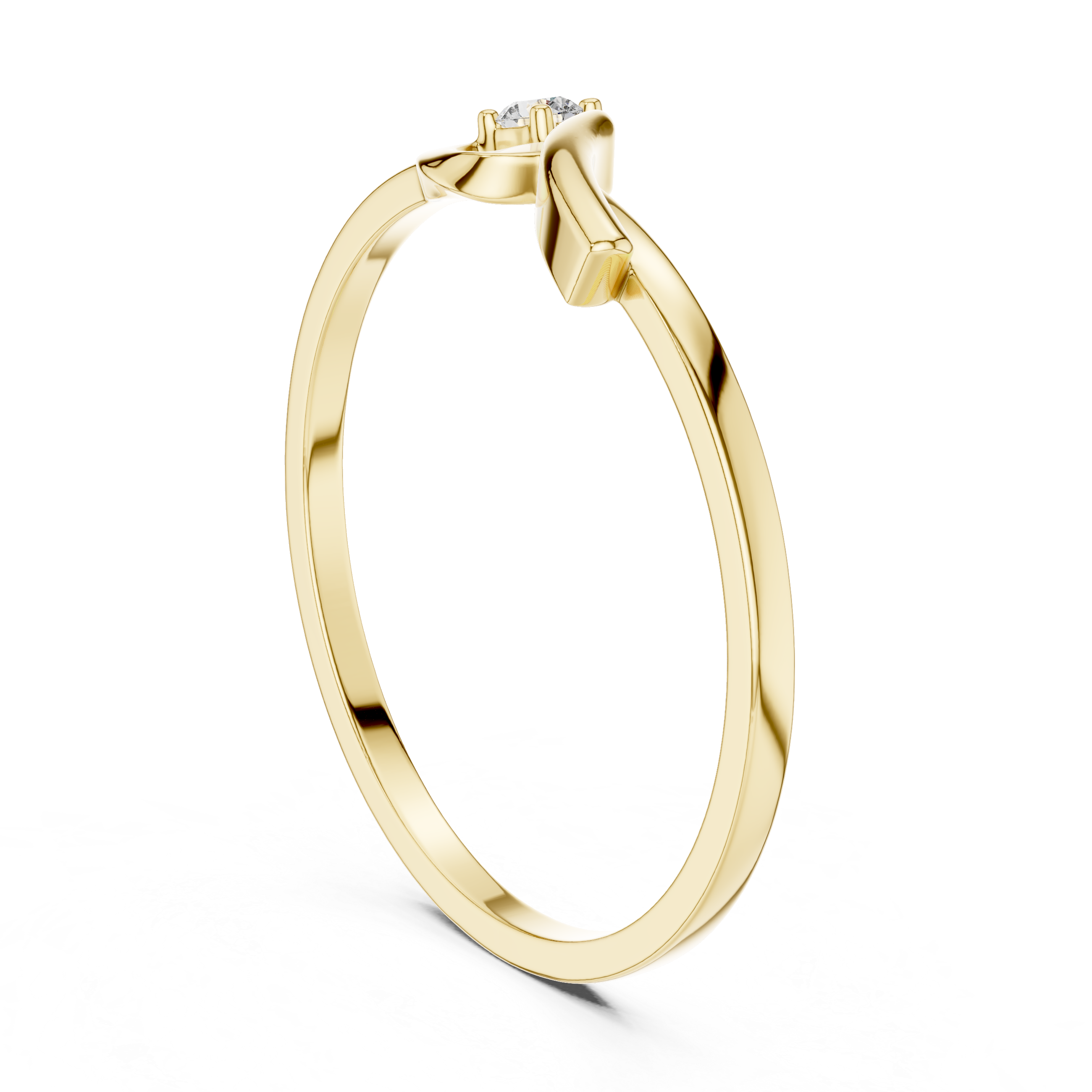 Minimalist Diamond Wave Ring – Modern Solitaire Twist Ring
