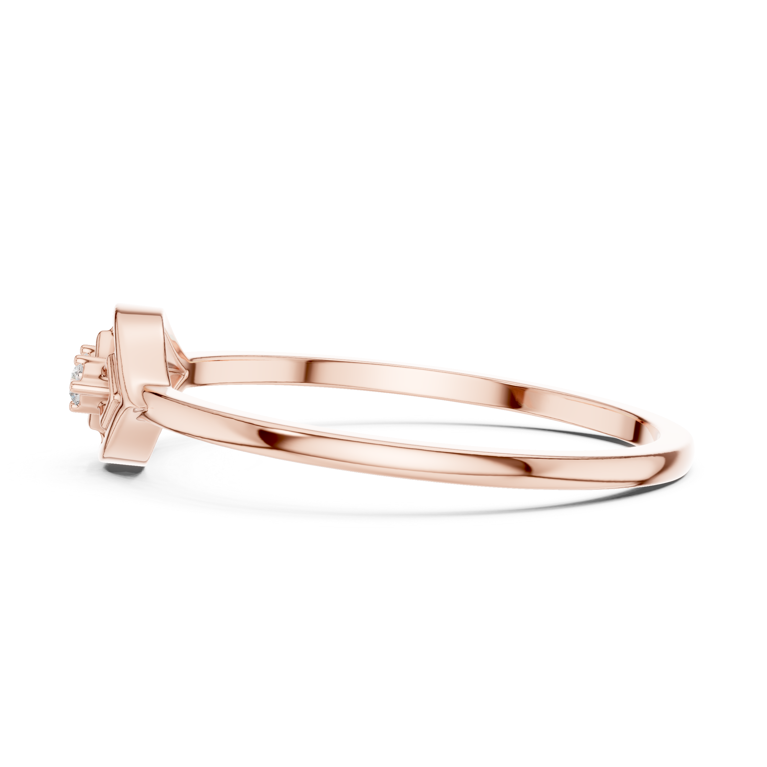 Minimalist Marquise Diamond Ring – Openwork Eye Shape Two Stone Ring