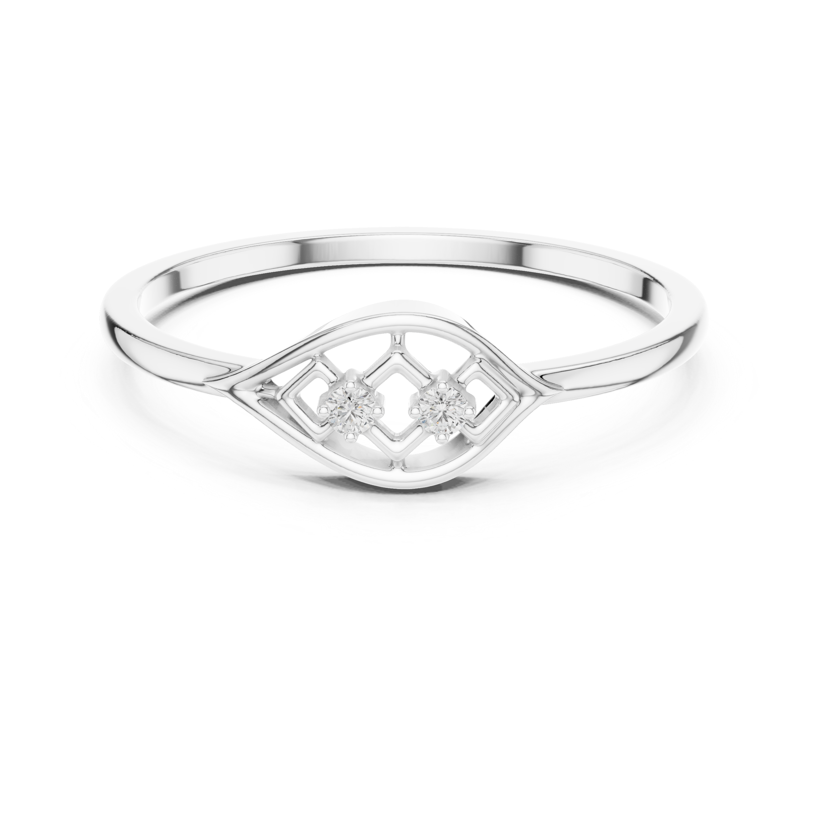 Minimalist Marquise Diamond Ring – Openwork Eye Shape Two Stone Ring
