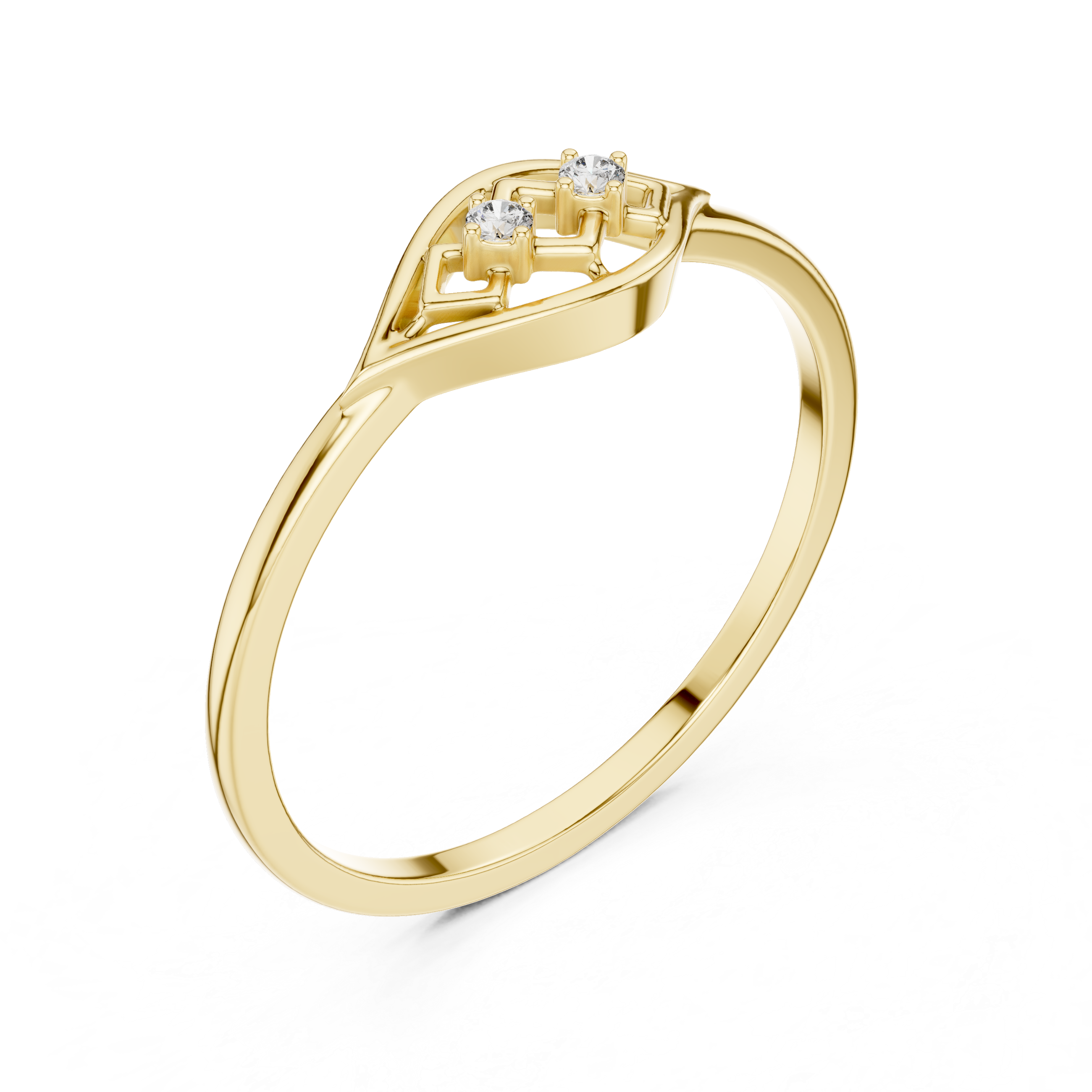 Minimalist Marquise Diamond Ring – Openwork Eye Shape Two Stone Ring