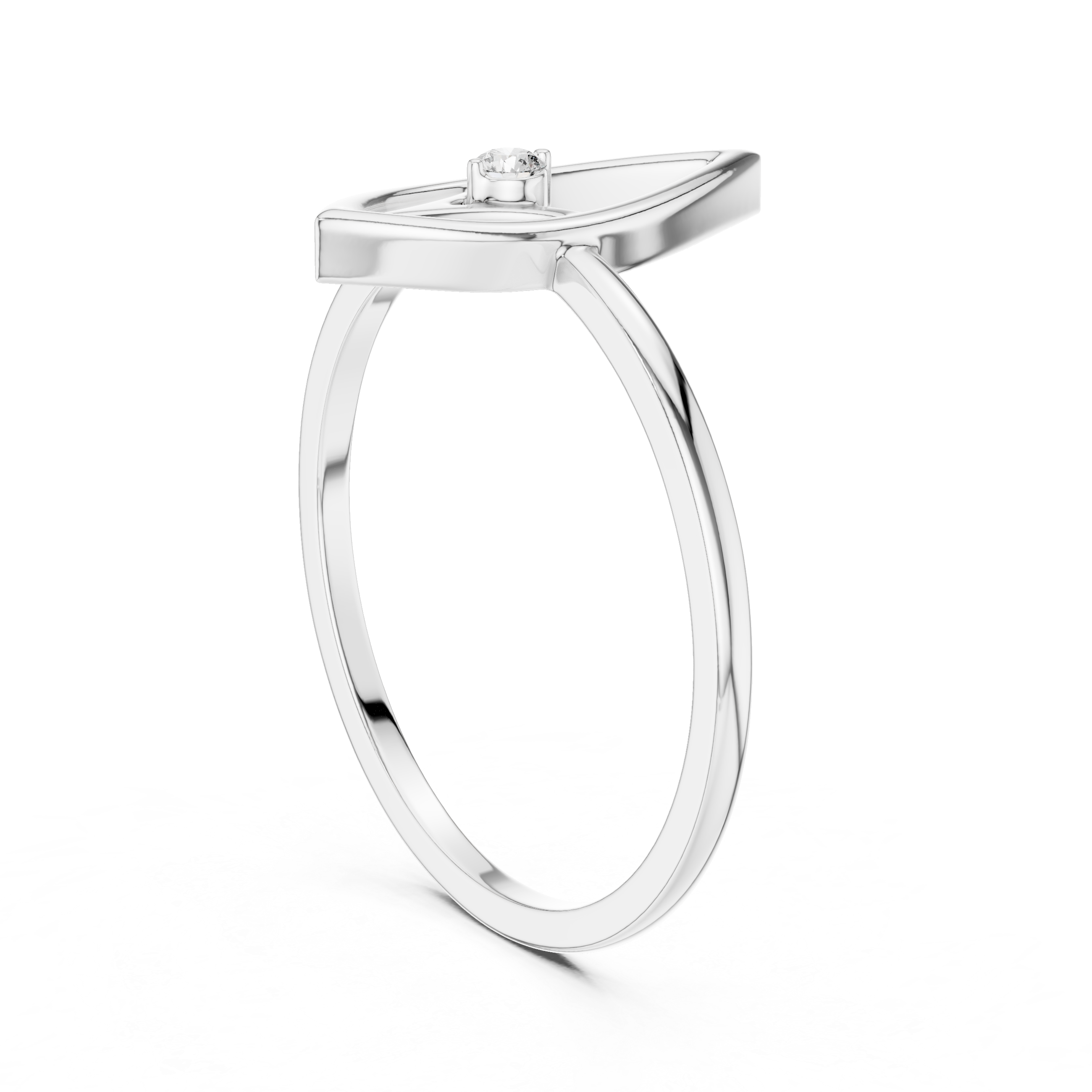 Minimalist Marquise Diamond Ring – Open Navette Geometric Solitaire Ring