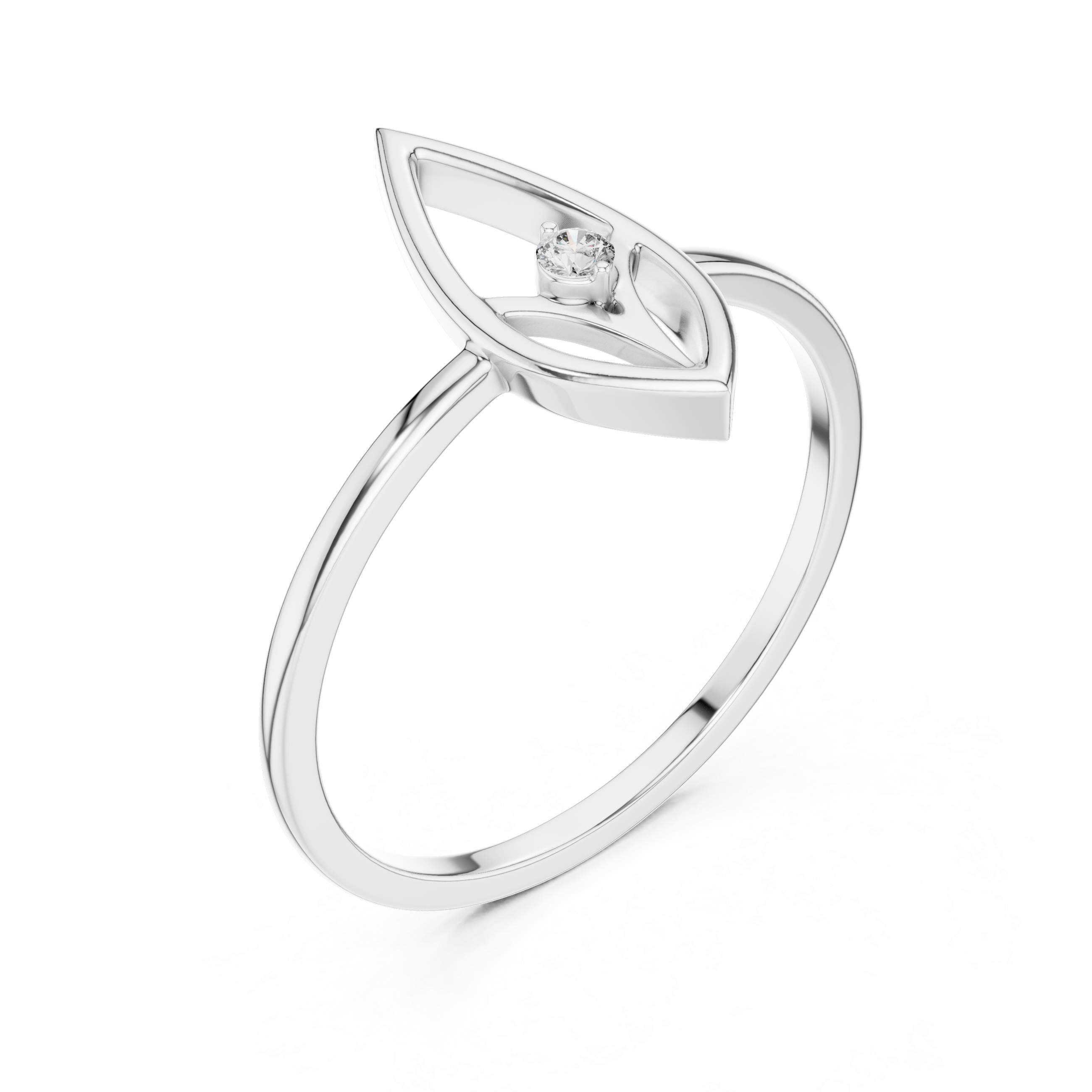 Minimalist Marquise Diamond Ring – Open Navette Geometric Solitaire Ring