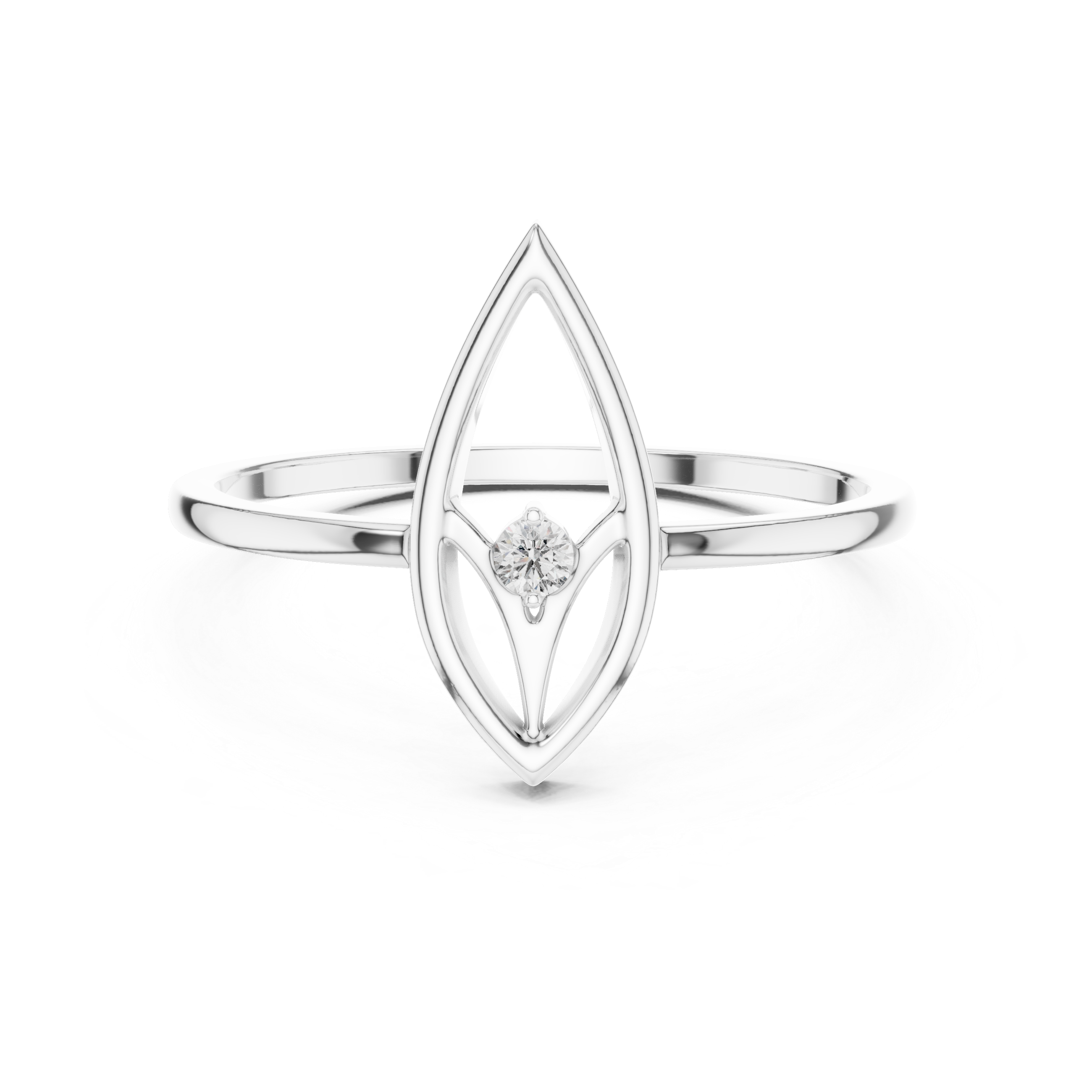 Minimalist Marquise Diamond Ring – Open Navette Geometric Solitaire Ring