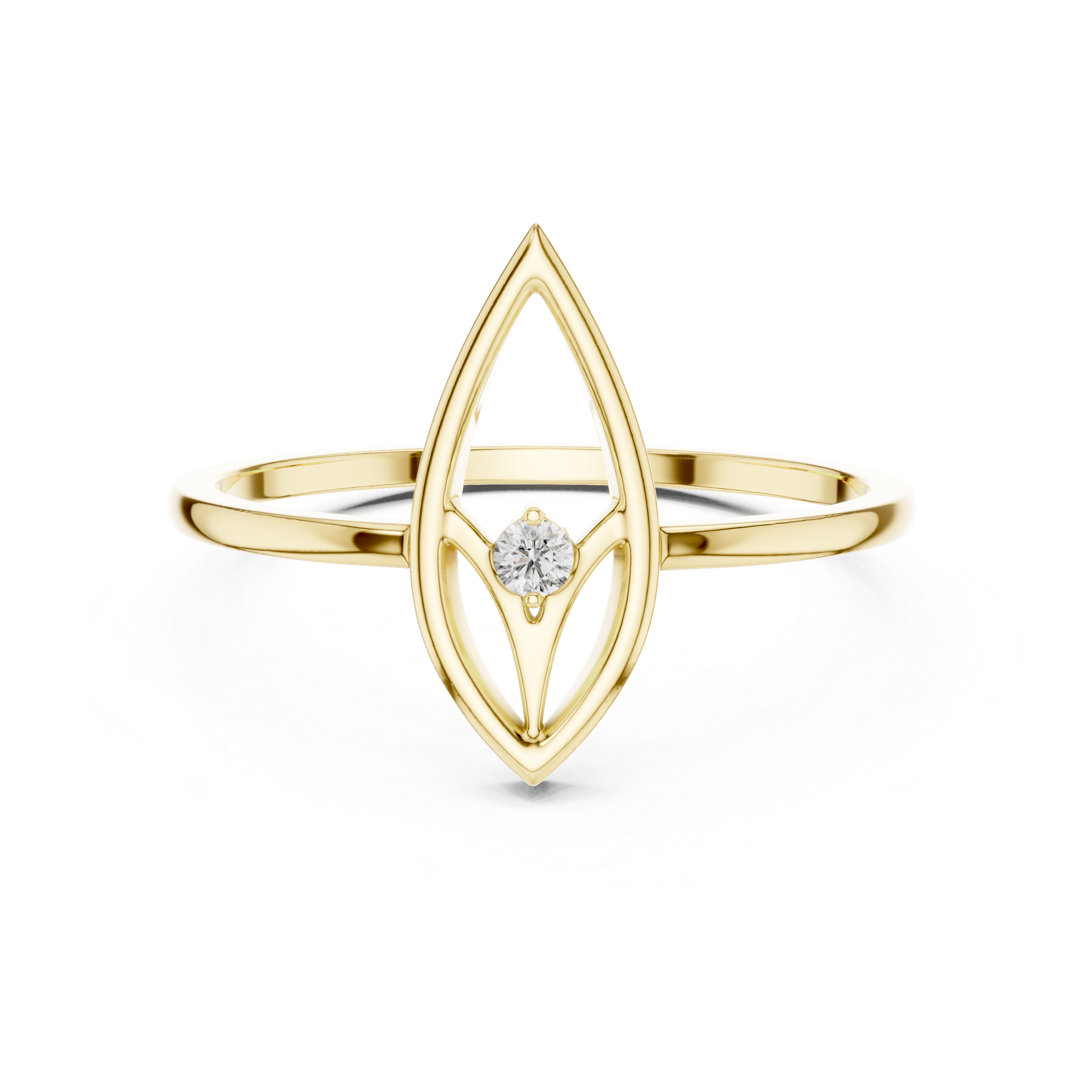 Minimalist Marquise Diamond Ring – Open Navette Geometric Solitaire Ring