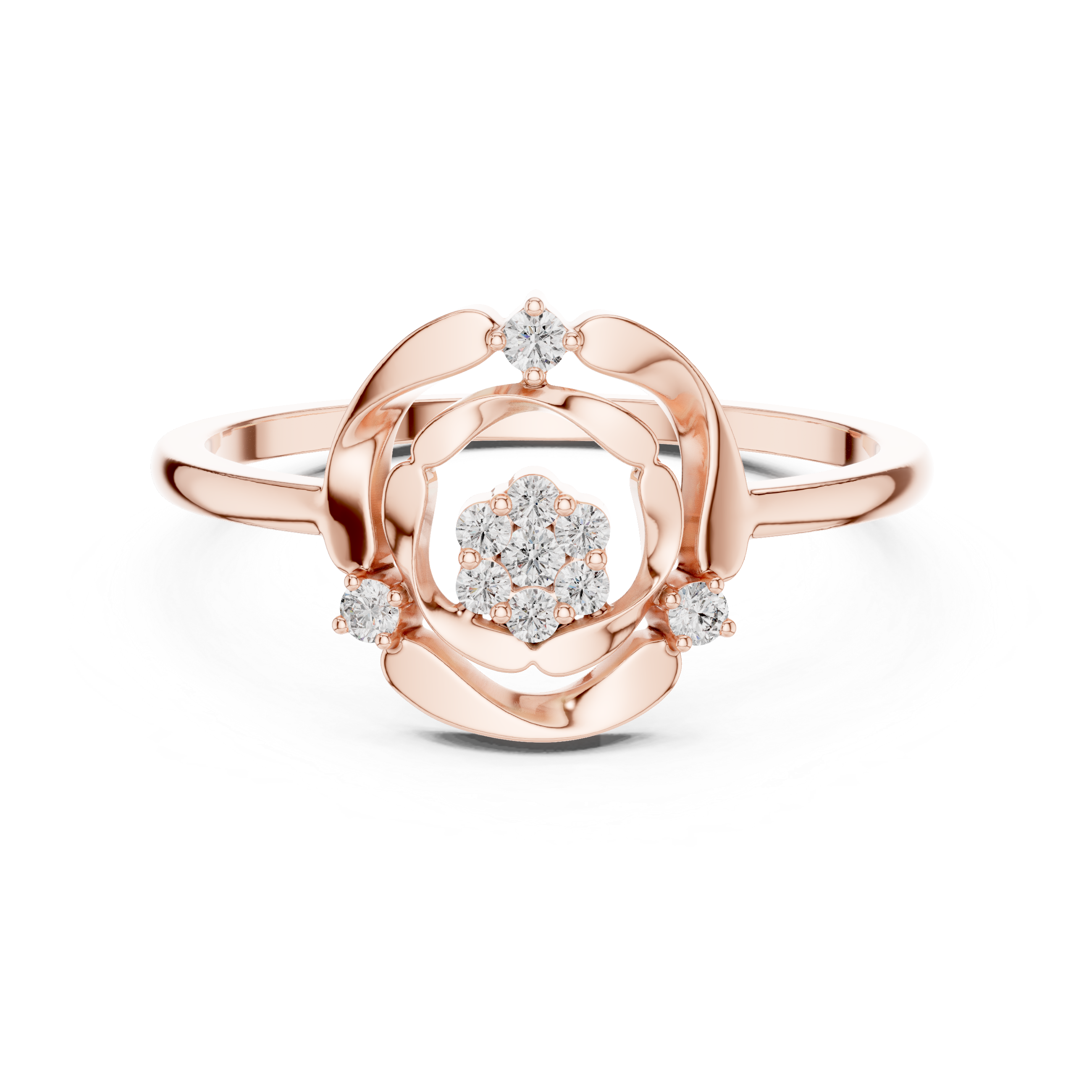 Diamond Floral Halo Ring – Open Circle Flower Inspired Diamond Ring