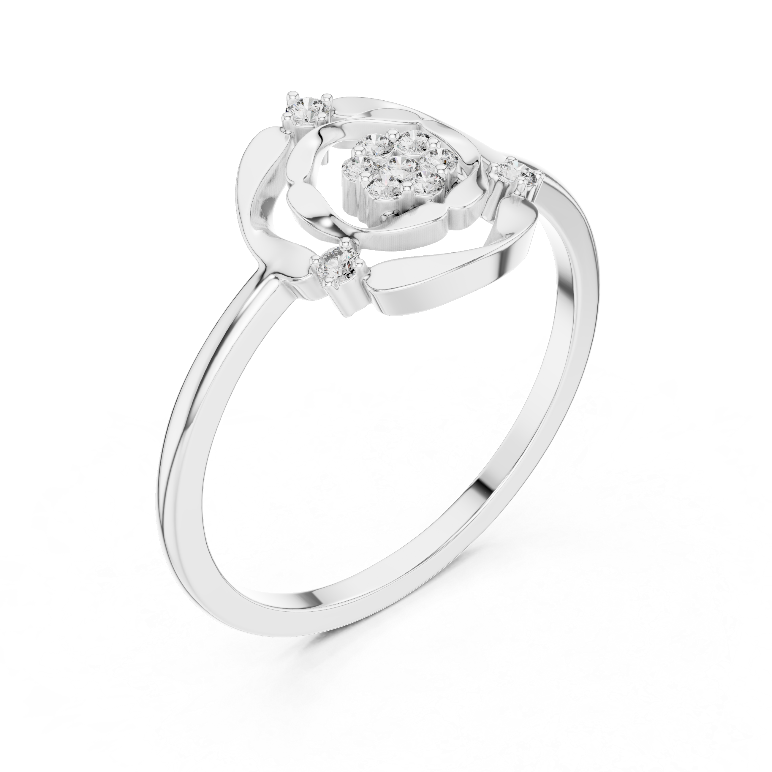 Diamond Floral Halo Ring – Open Circle Flower Inspired Diamond Ring