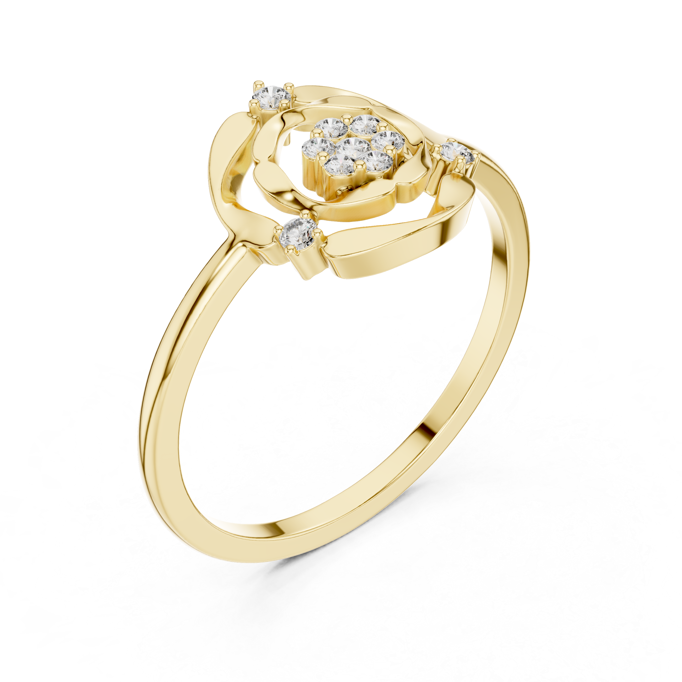Diamond Floral Halo Ring – Open Circle Flower Inspired Diamond Ring