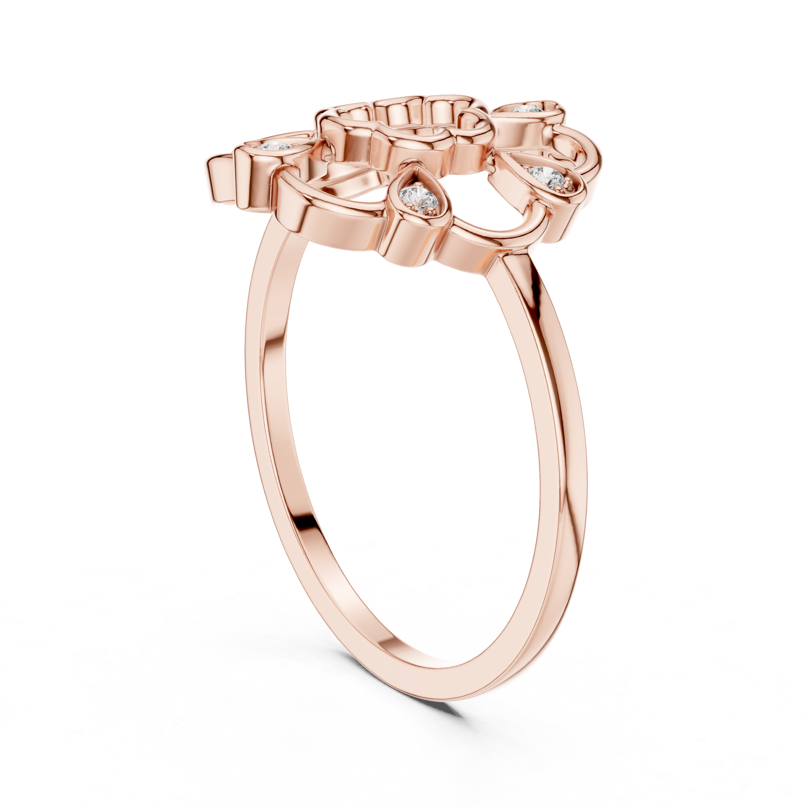 Diamond Floral Mandala Ring – Openwork Flower Inspired Statement Ring