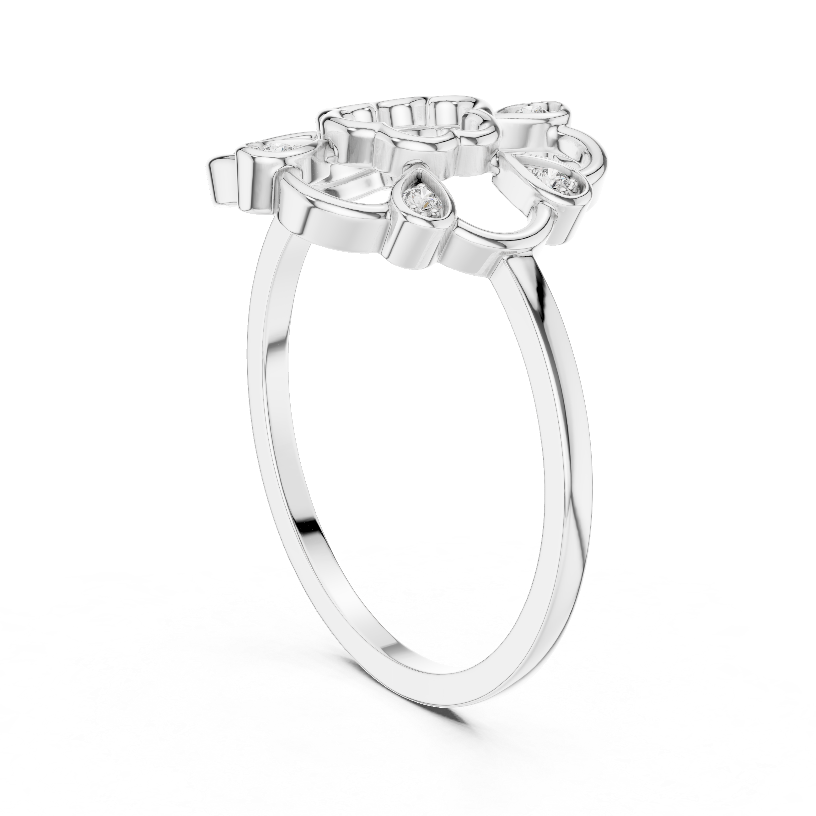 Diamond Floral Mandala Ring – Openwork Flower Inspired Statement Ring