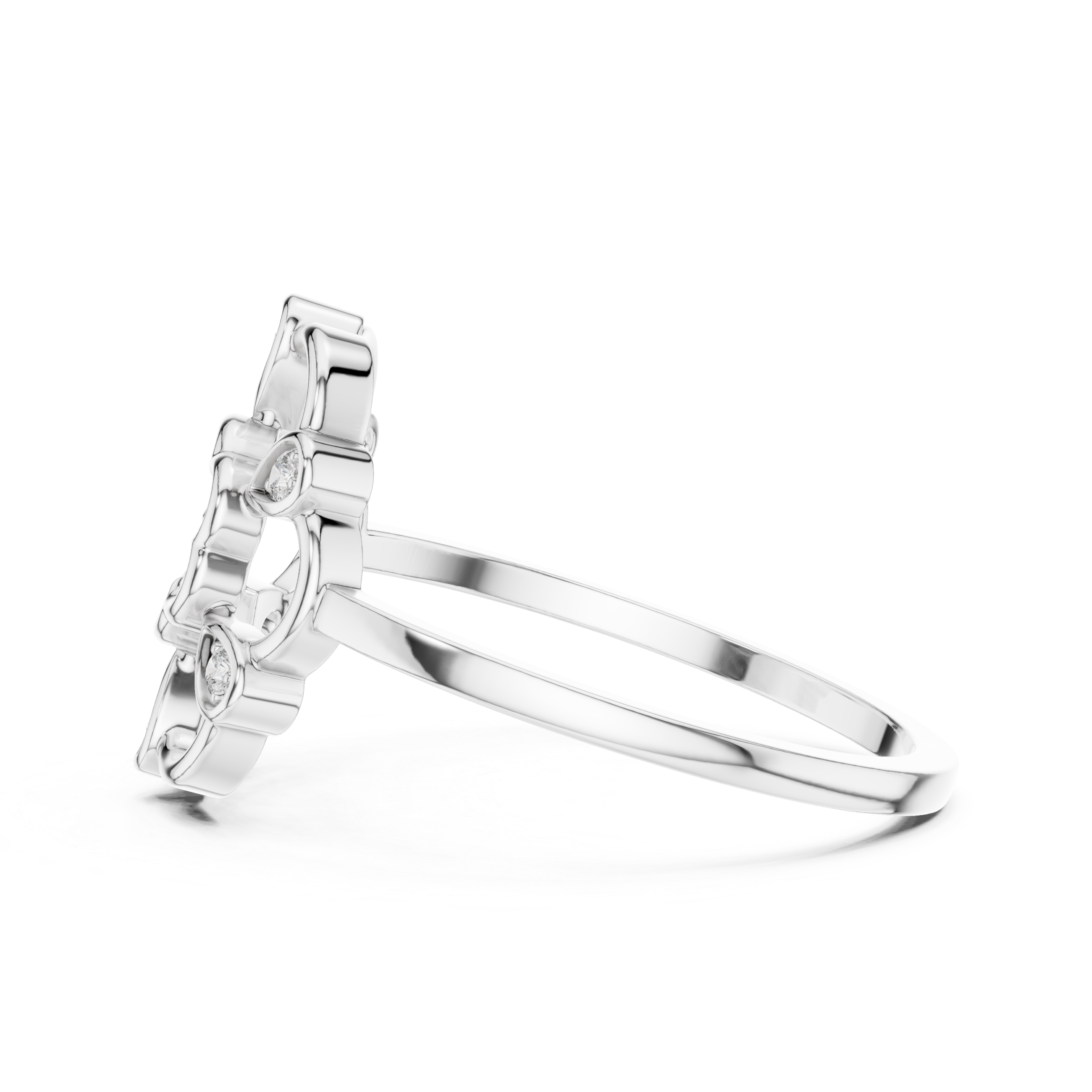 Diamond Floral Mandala Ring – Openwork Flower Inspired Statement Ring