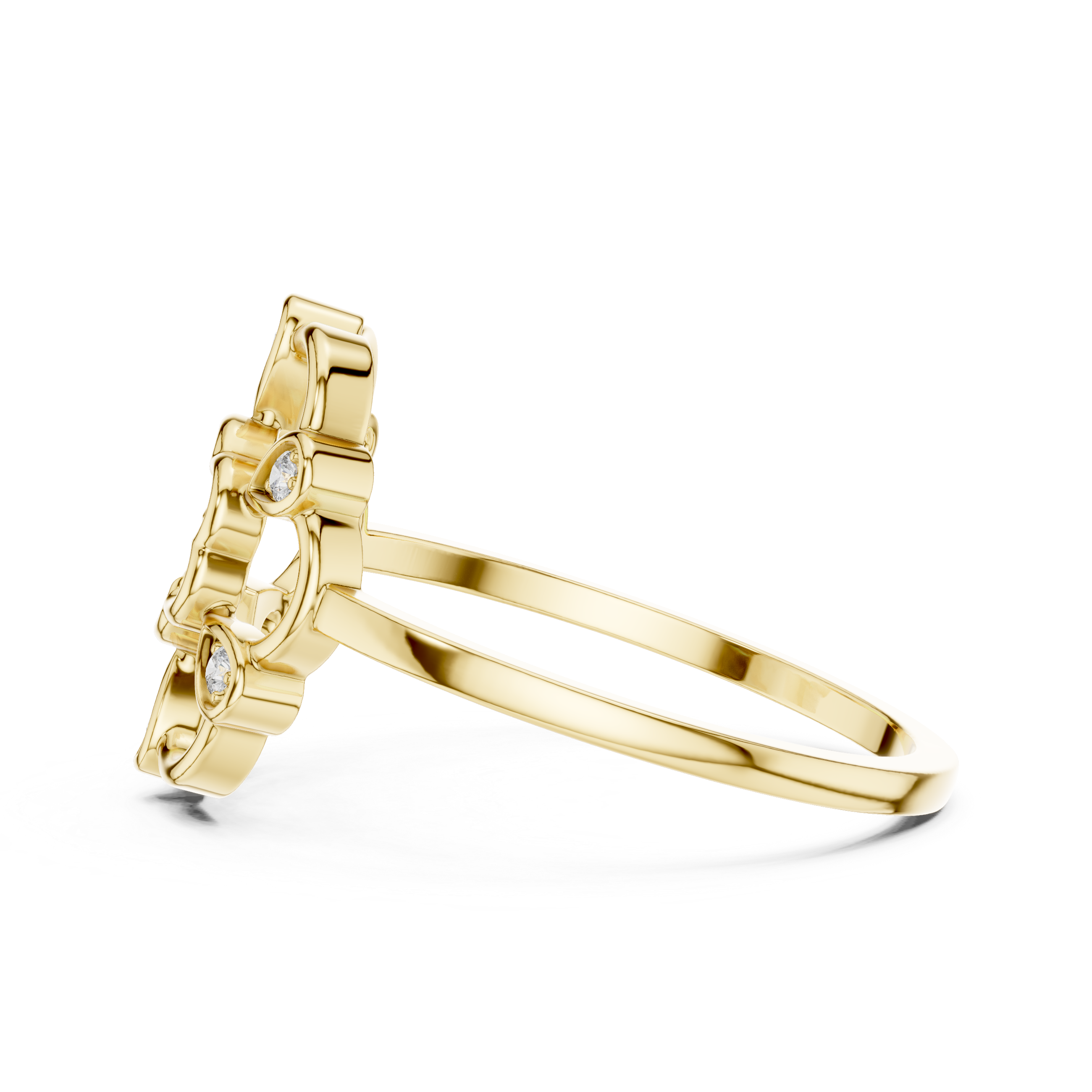 Diamond Floral Mandala Ring – Openwork Flower Inspired Statement Ring