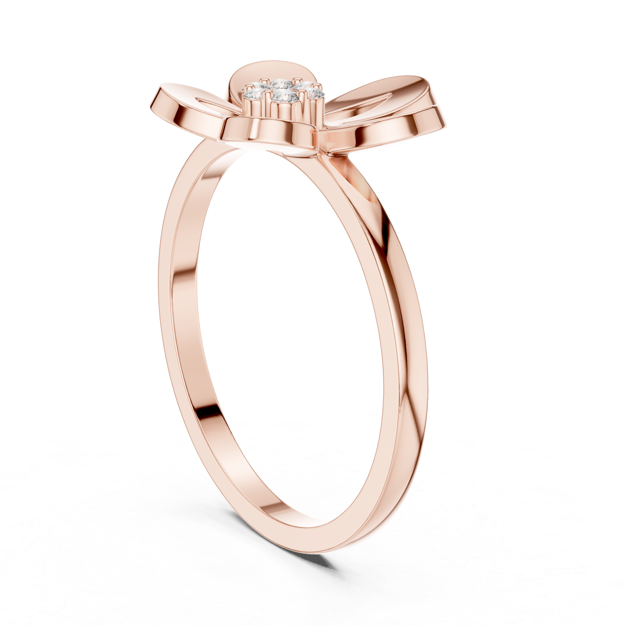 Diamond Blossom Flower Ring – Open Petal Floral Statement Ring