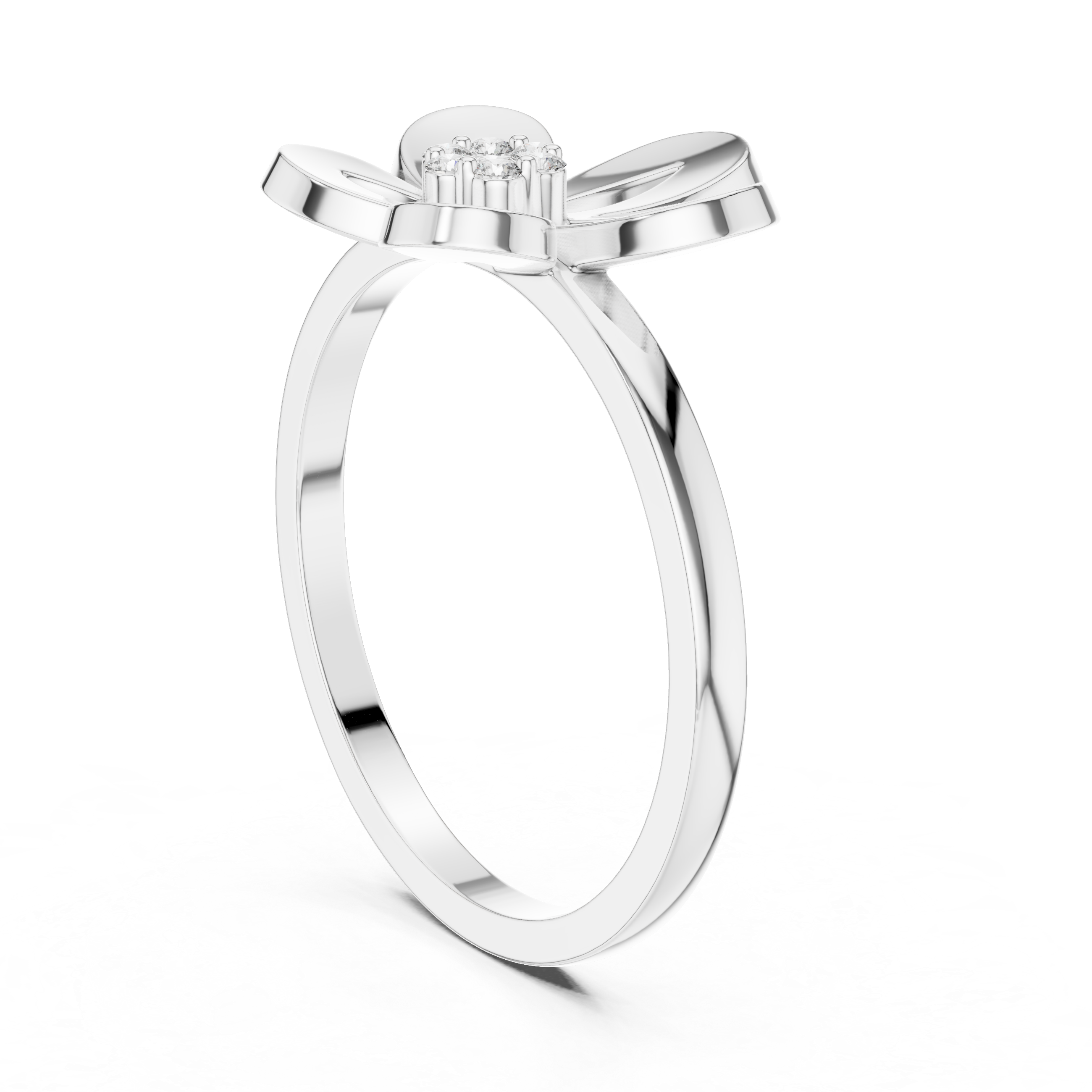 Diamond Blossom Flower Ring – Open Petal Floral Statement Ring