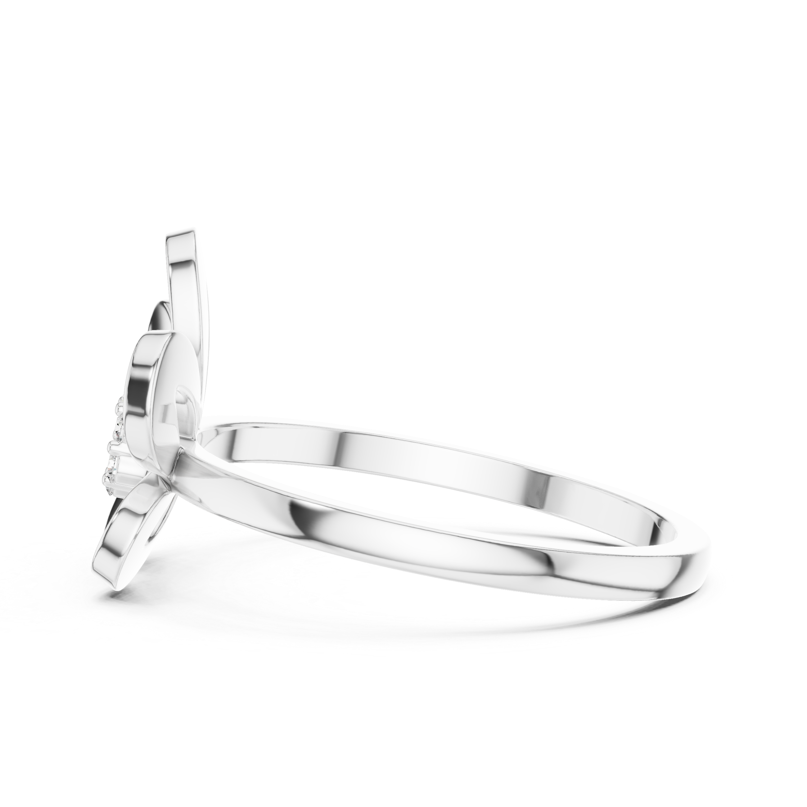 Diamond Blossom Flower Ring – Open Petal Floral Statement Ring