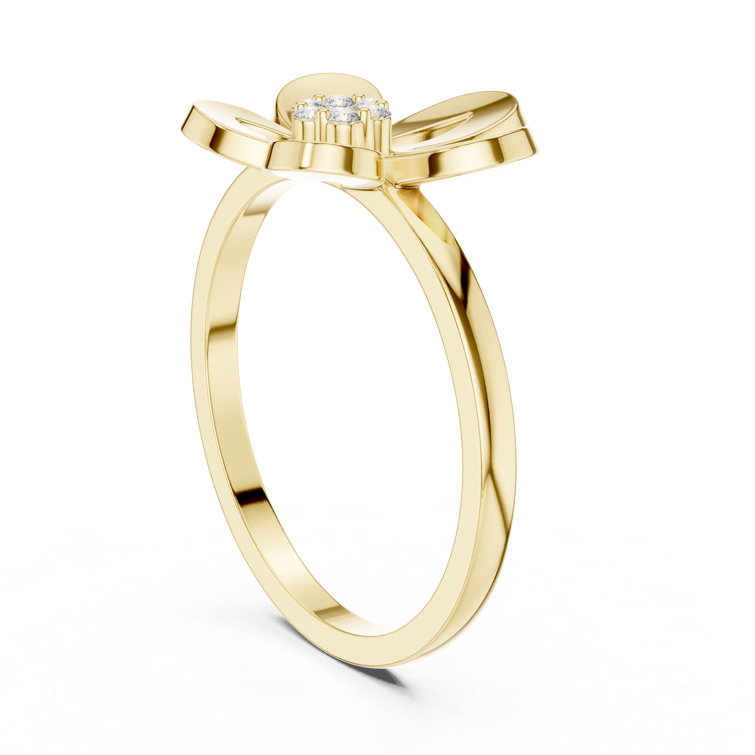 Diamond Blossom Flower Ring – Open Petal Floral Statement Ring