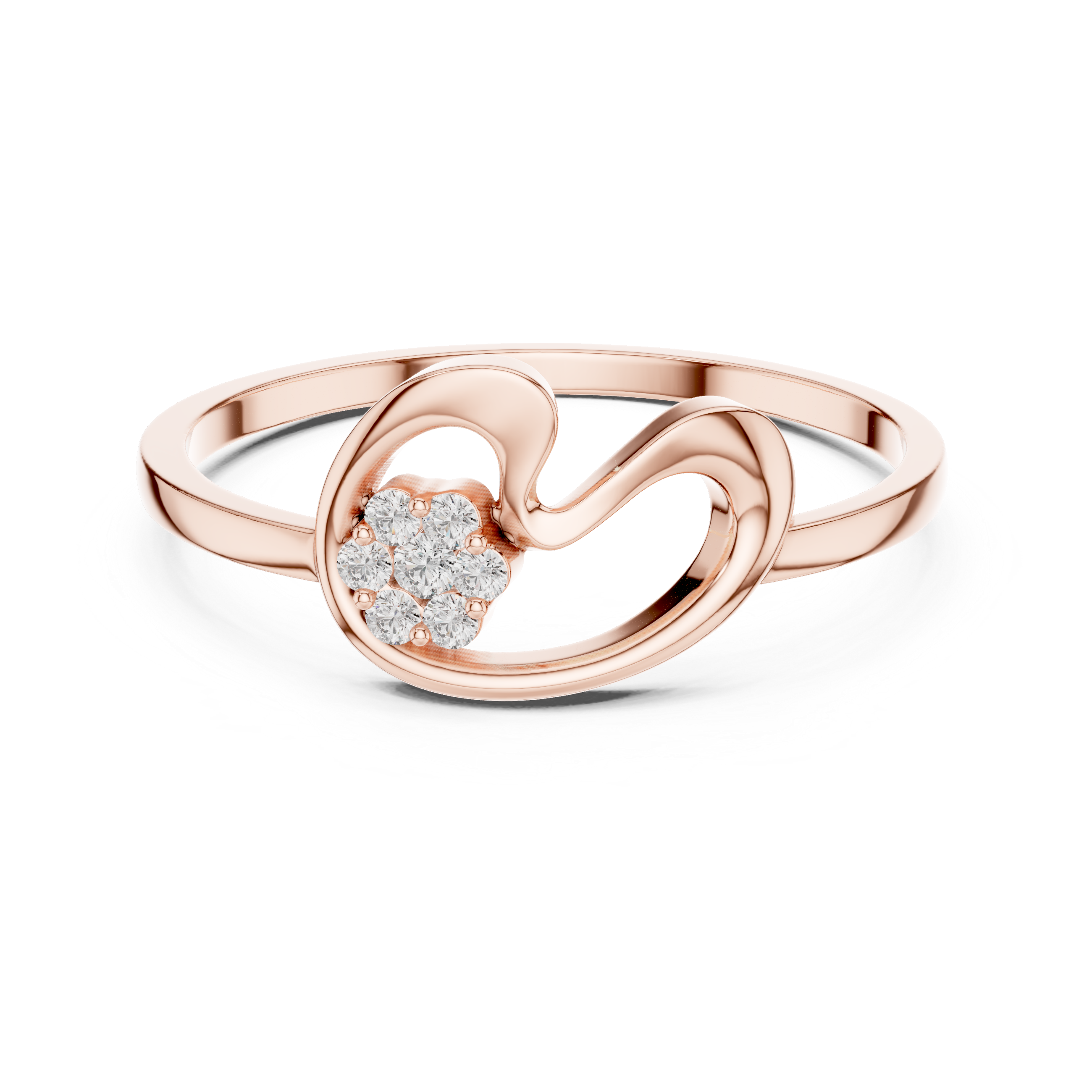 Diamond Swirl Cluster Ring – Modern Open Loop Minimalist Ring