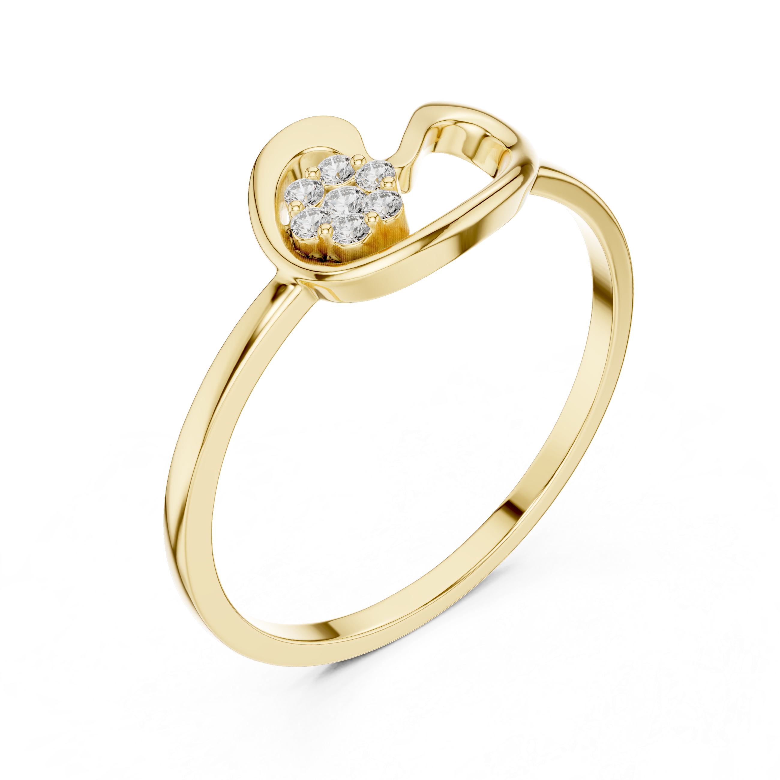 Diamond Swirl Cluster Ring – Modern Open Loop Minimalist Ring