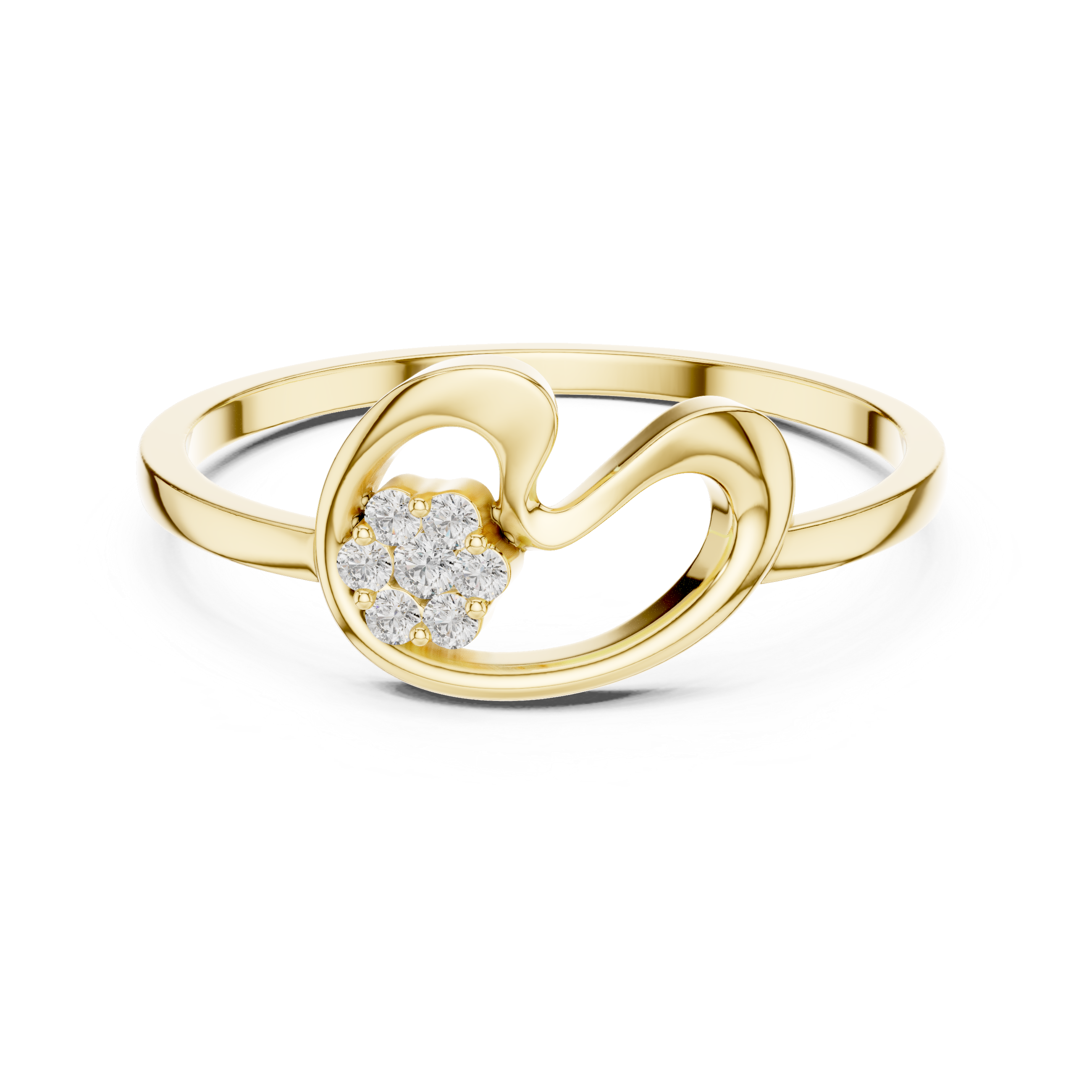 Diamond Swirl Cluster Ring – Modern Open Loop Minimalist Ring