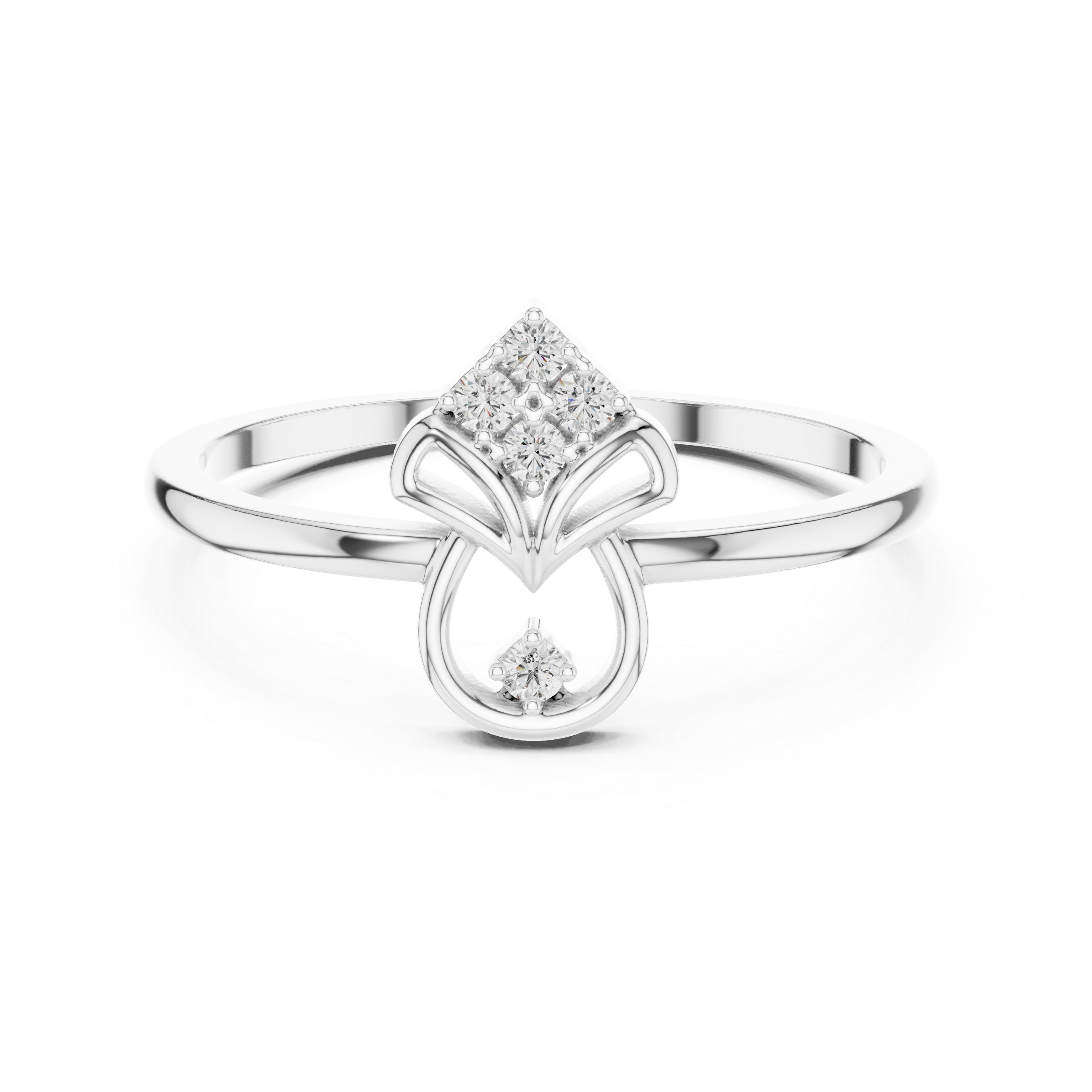 Diamond Lotus Bloom Ring – Openwork Floral Inspired Minimalist Ring