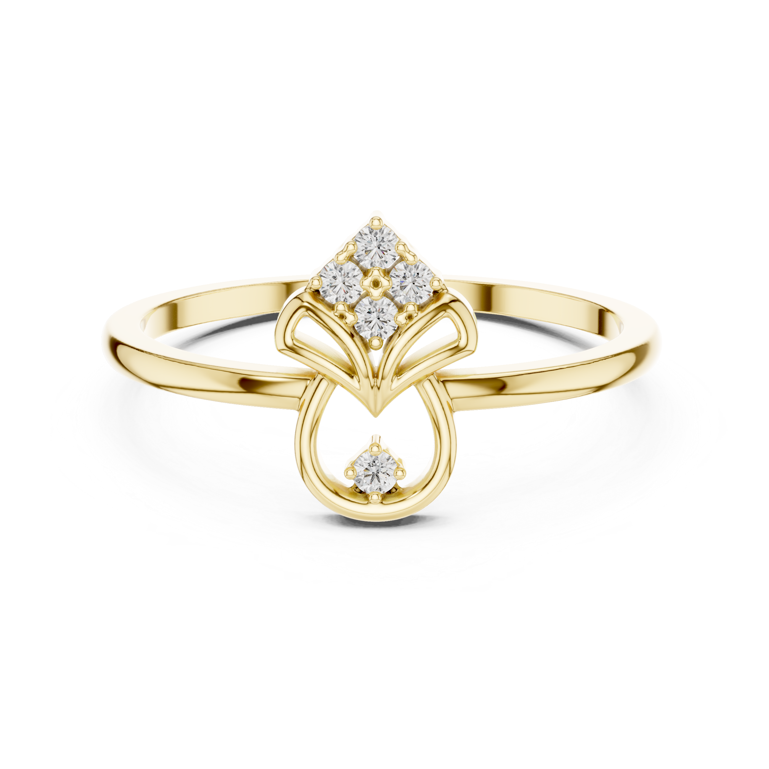 Diamond Lotus Bloom Ring – Openwork Floral Inspired Minimalist Ring